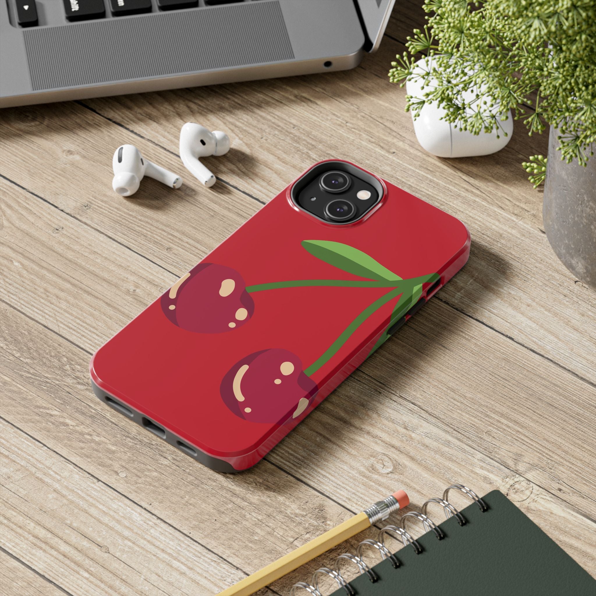 Cherry Red Tough Phone Case — Cute Retro Fruit iPhone Case