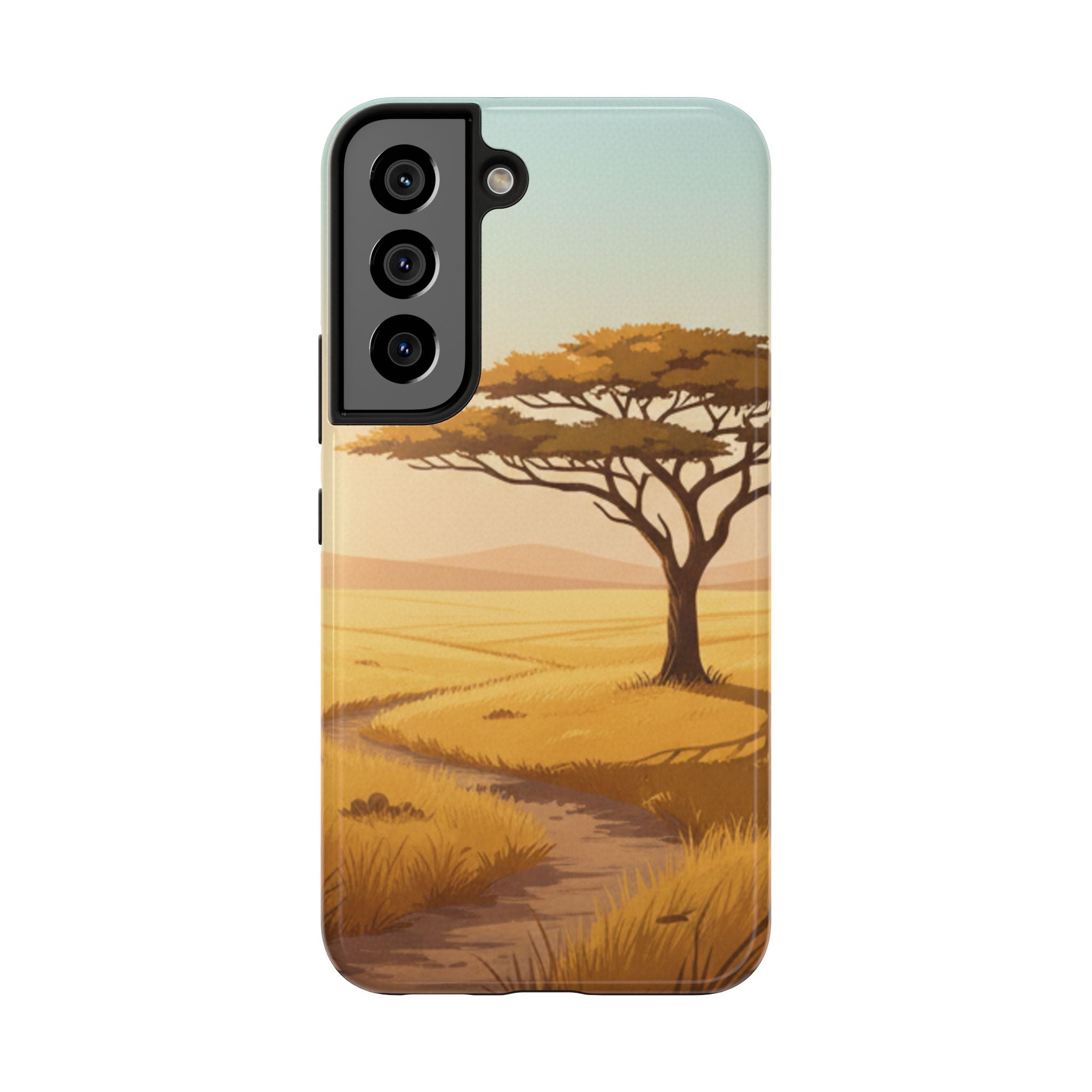 Safari Sunset Tough Phone Case — African Savanna Tree Design