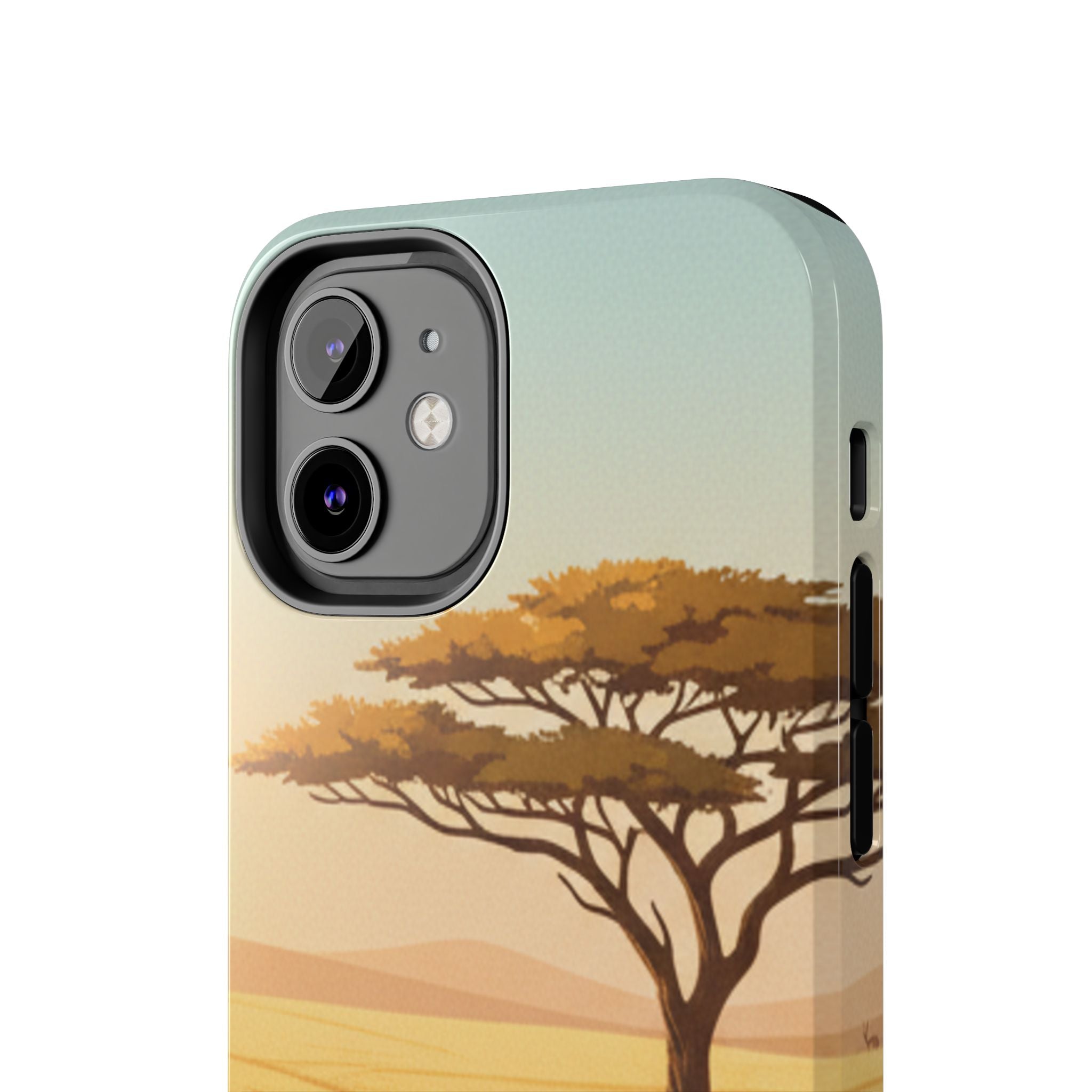 Safari Sunset Tough Phone Case — African Savanna Tree Design