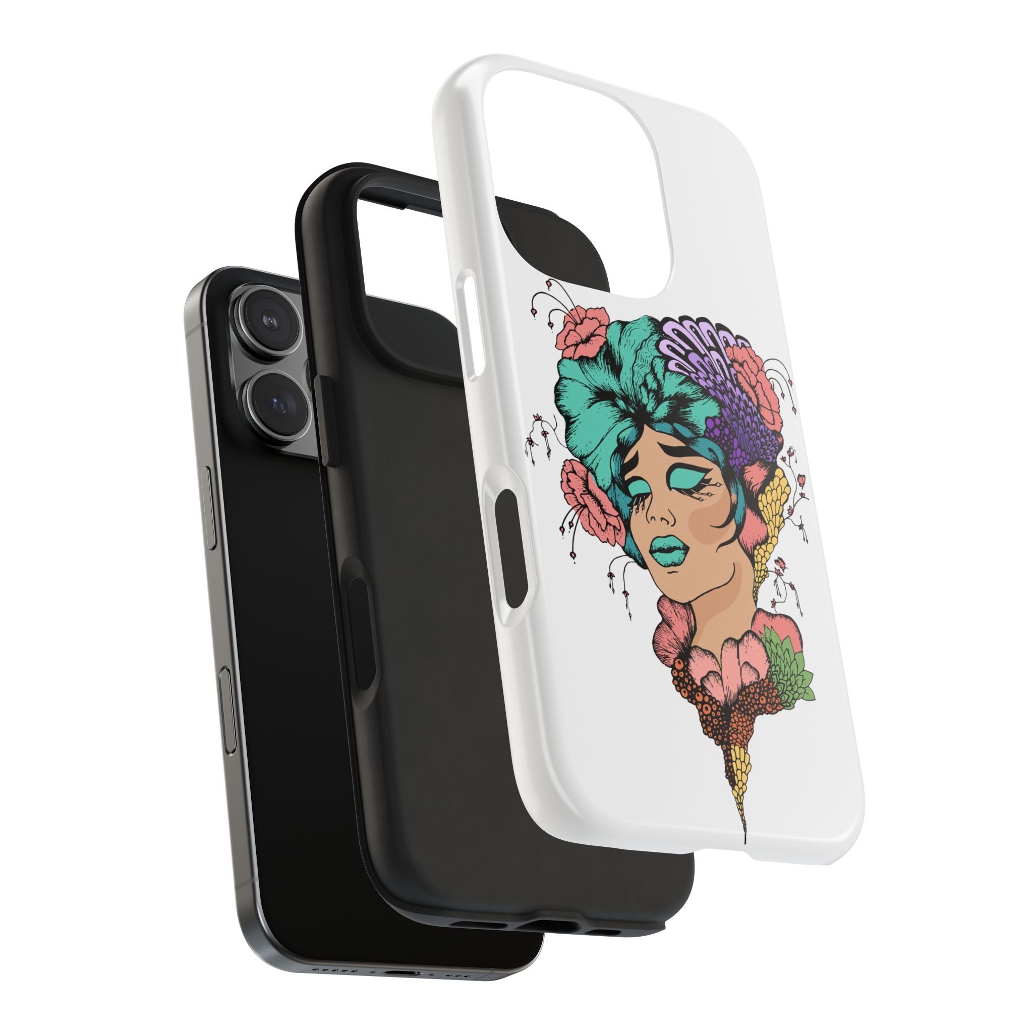 Tough Phone Case — Floral Pop Art Portrait Protective Cover