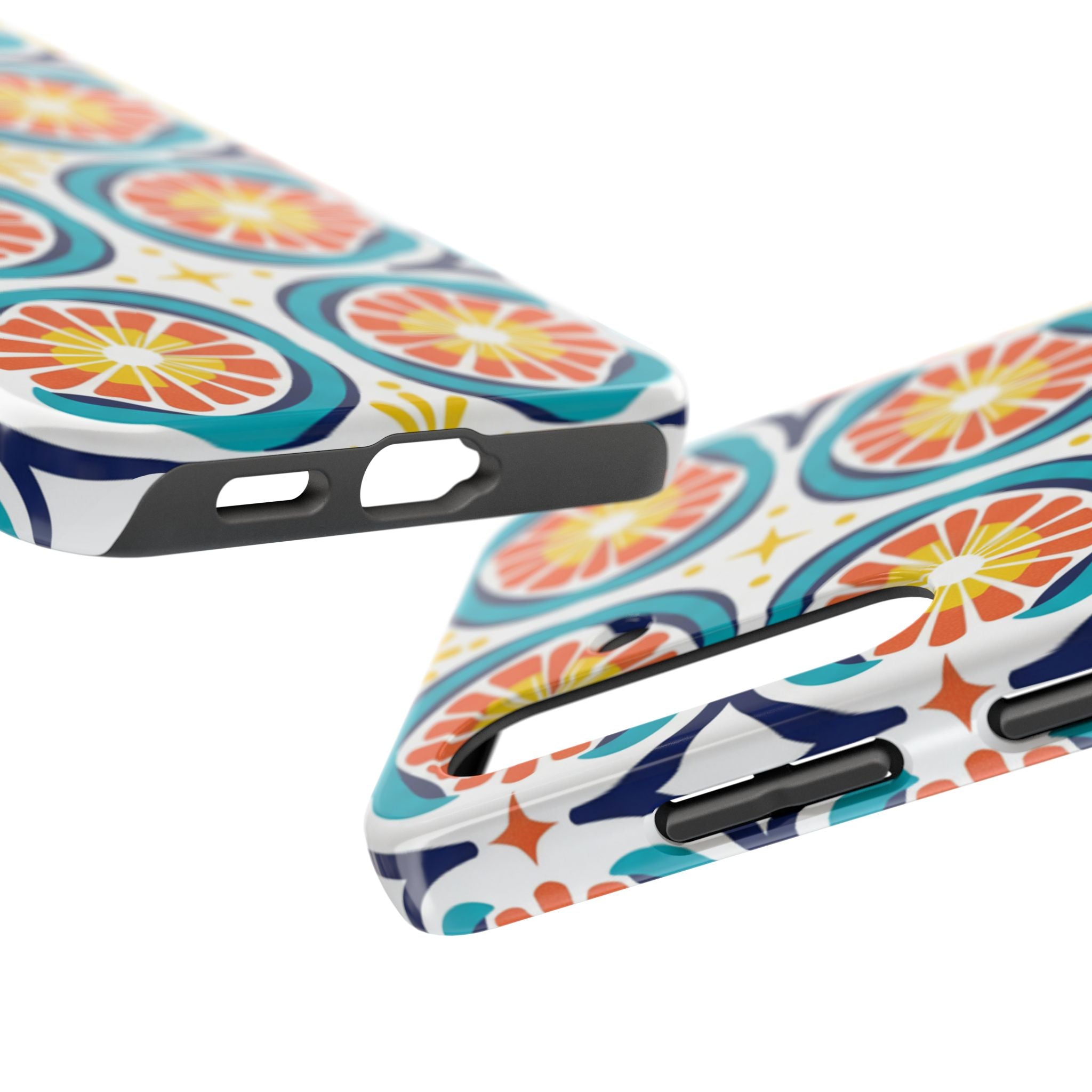 Citrus Tile Tough Phone Case — Colorful Retro Orange Slice Pattern