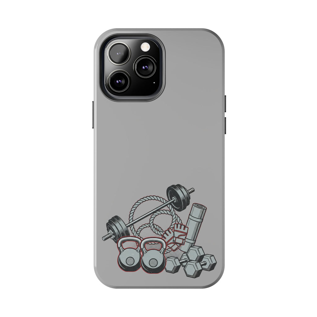 Fitness Gear Tough Phone Case — Dumbbells, Kettlebells & Jump Rope Design