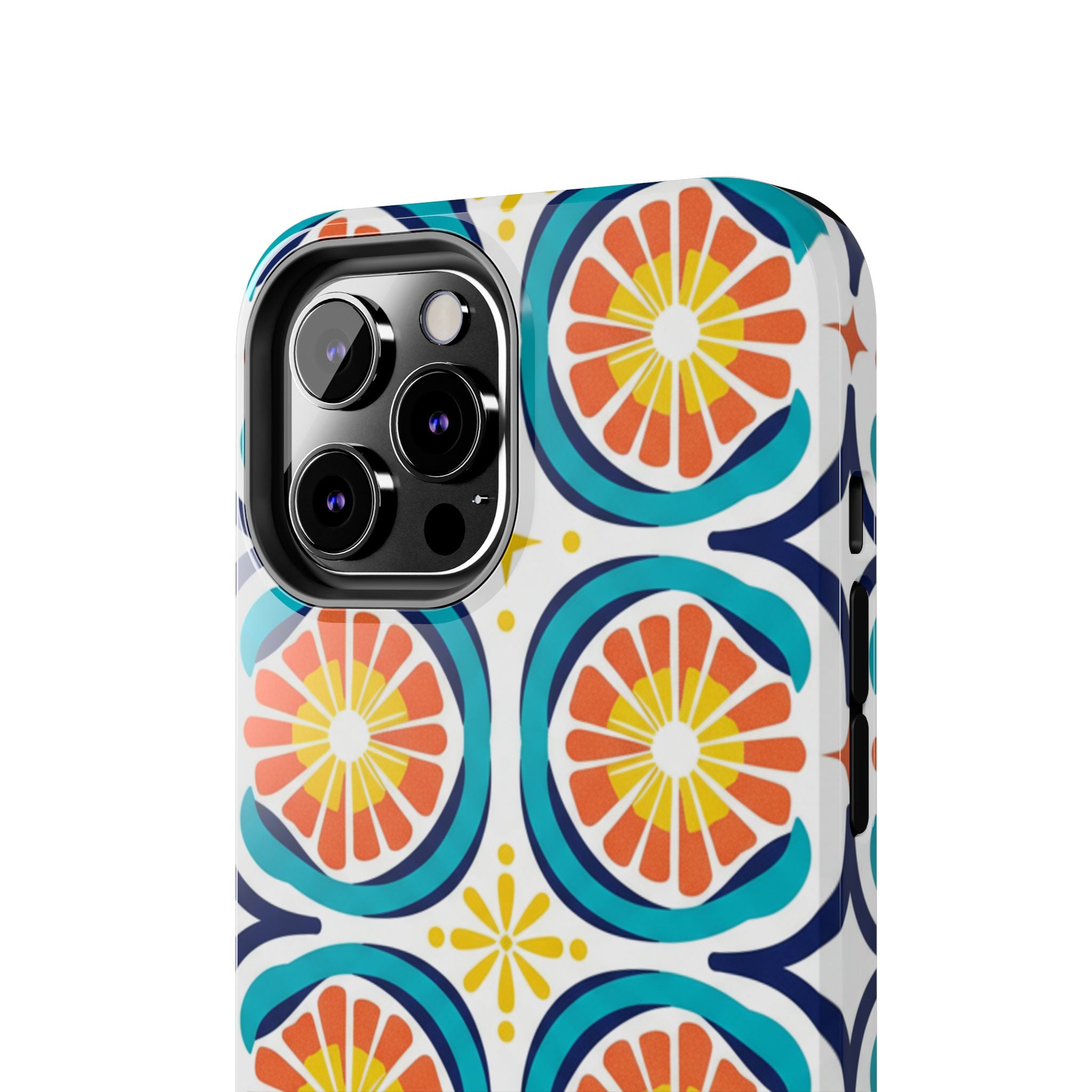 Citrus Tile Tough Phone Case — Colorful Retro Orange Slice Pattern