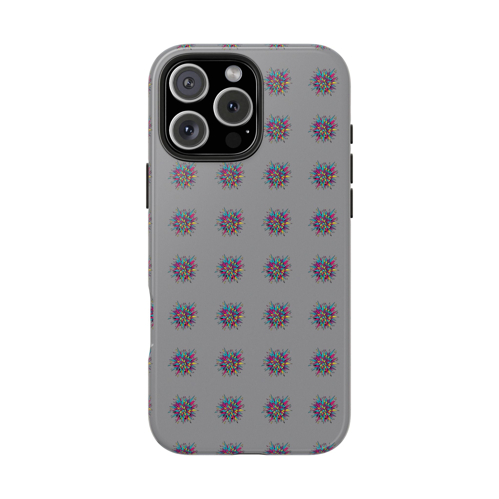 Tough Phone Case — Abstract Floral Burst Pattern on Gray (Protective Slim Fit)