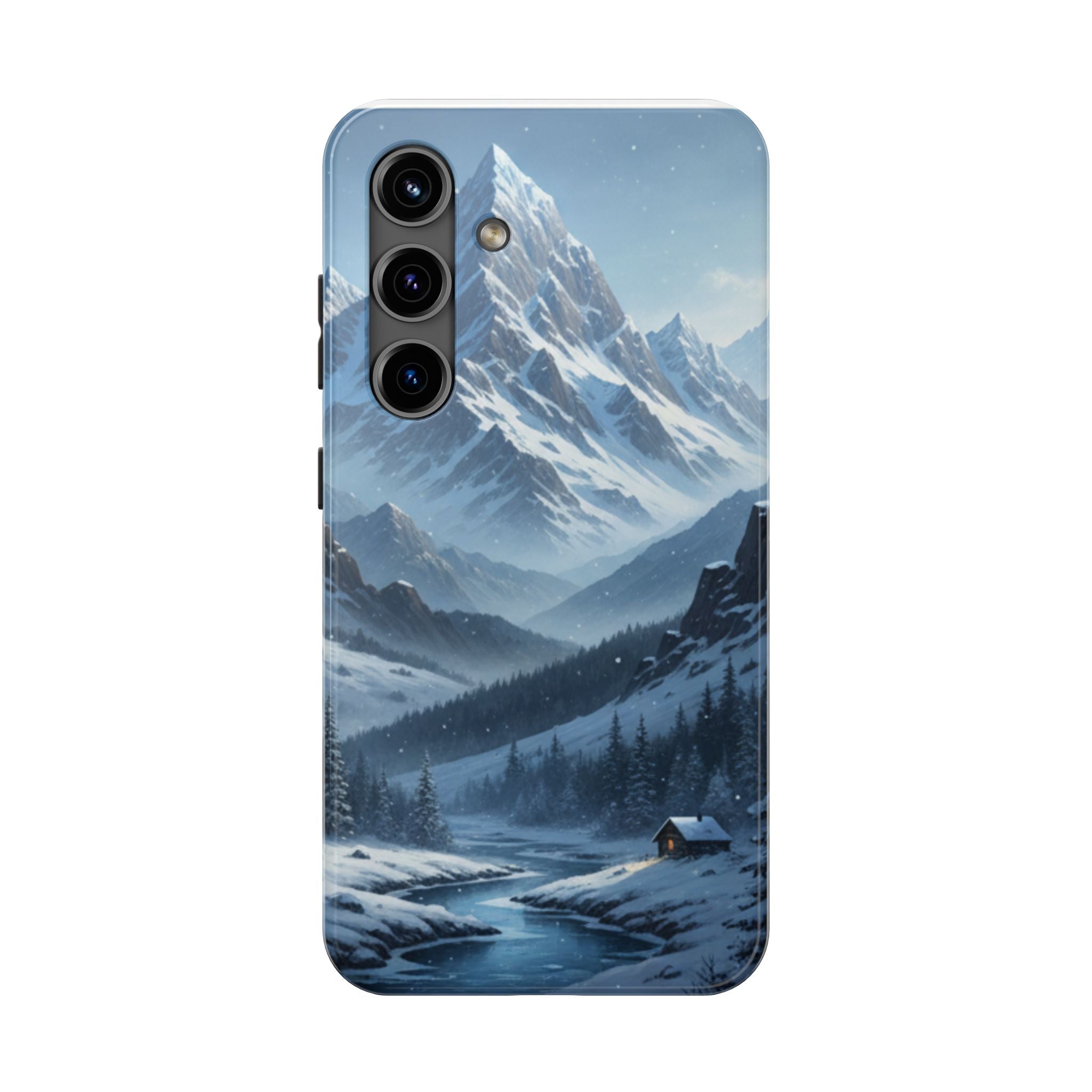Tough Phone Case — Snowy Mountain Cabin Landscape Protective Phone Cover