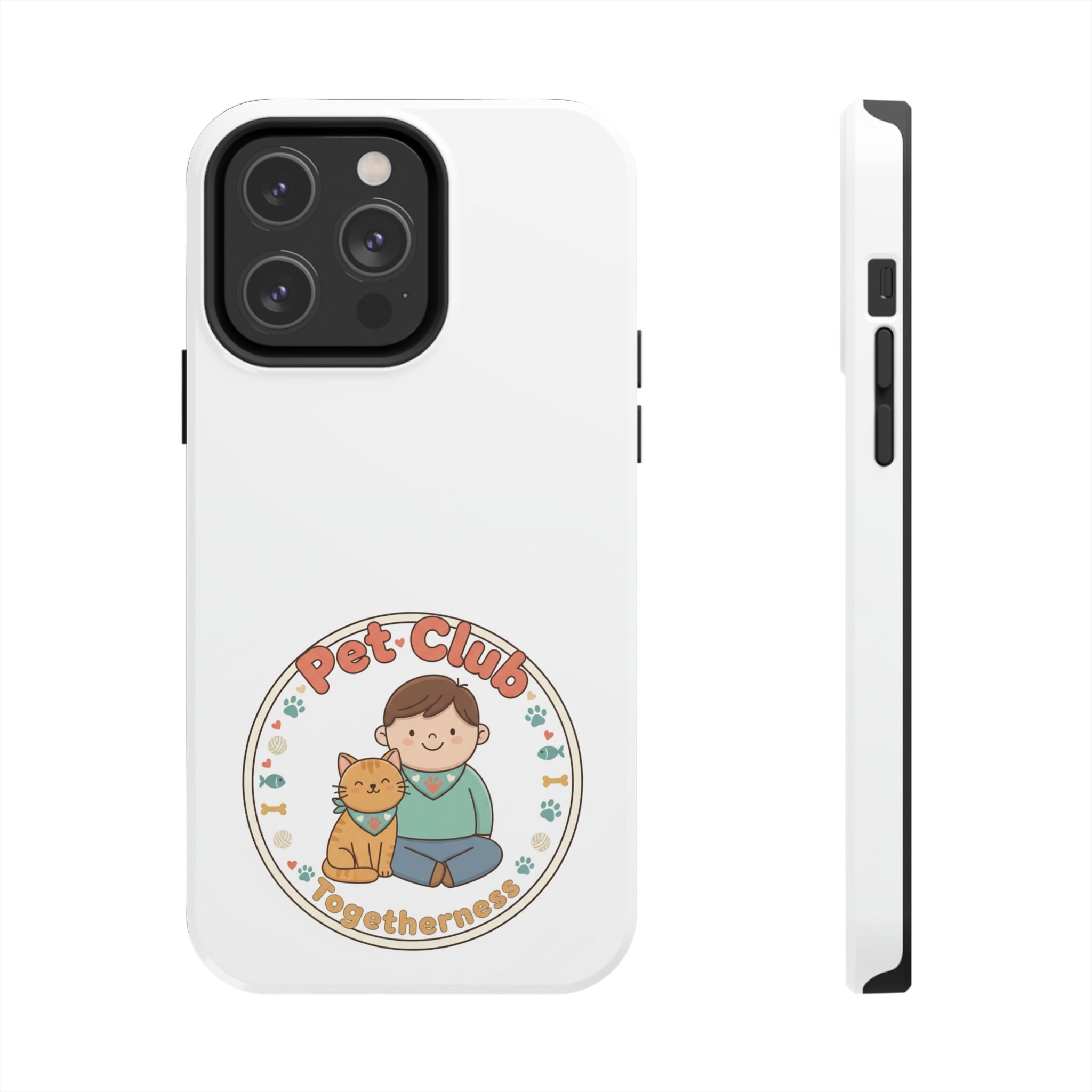 Pet Club Tough Phone Case — Cute Boy & Cat Illustration, "Togetherness" Design