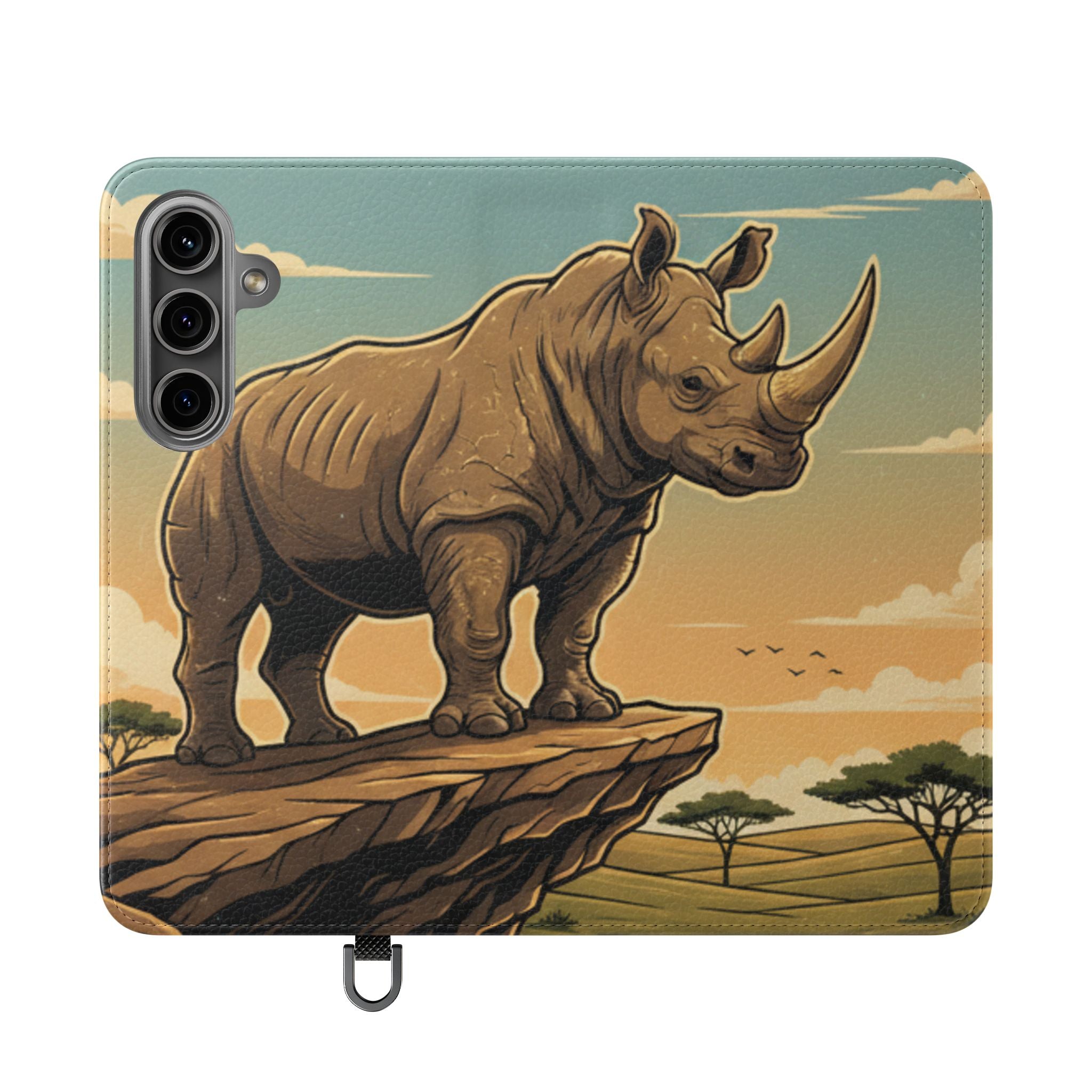 Rhino Sunset Flip Phone Case – Safari Wildlife Wallet Case