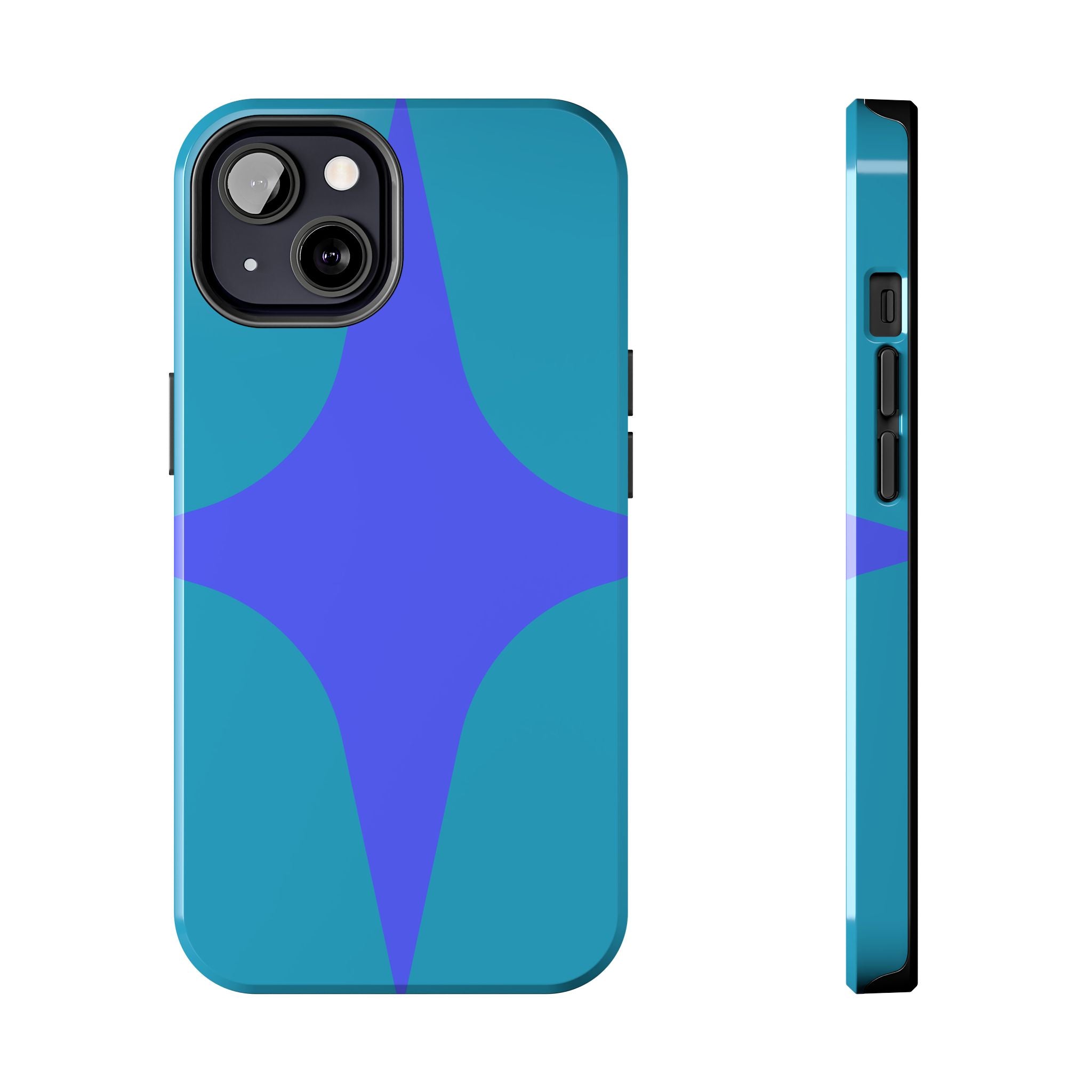 Teal & Indigo Starburst Tough Phone Case — Durable Protective Phone Case