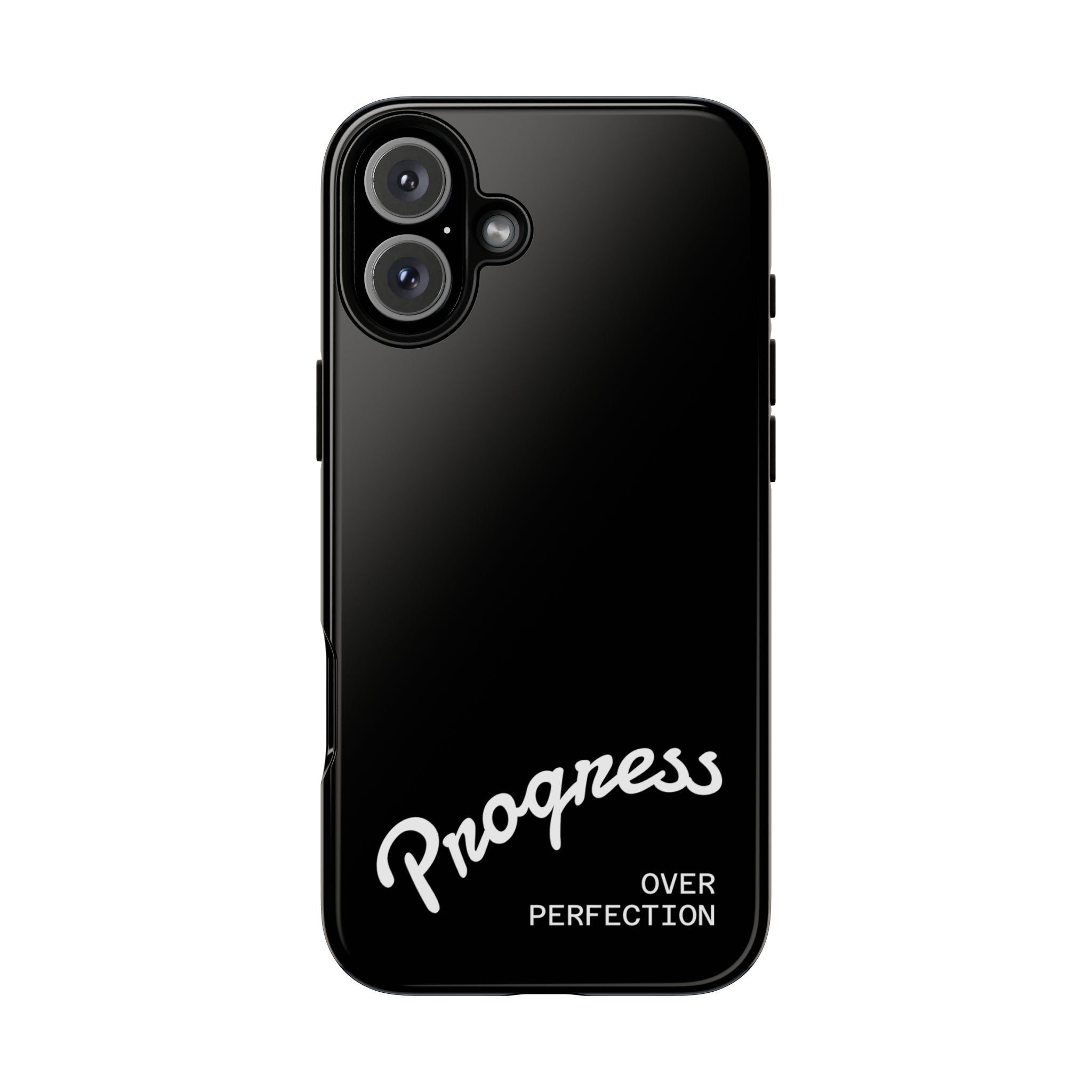 Phone Case - "Progress Over Perfection" Glossy Black Protective Cover