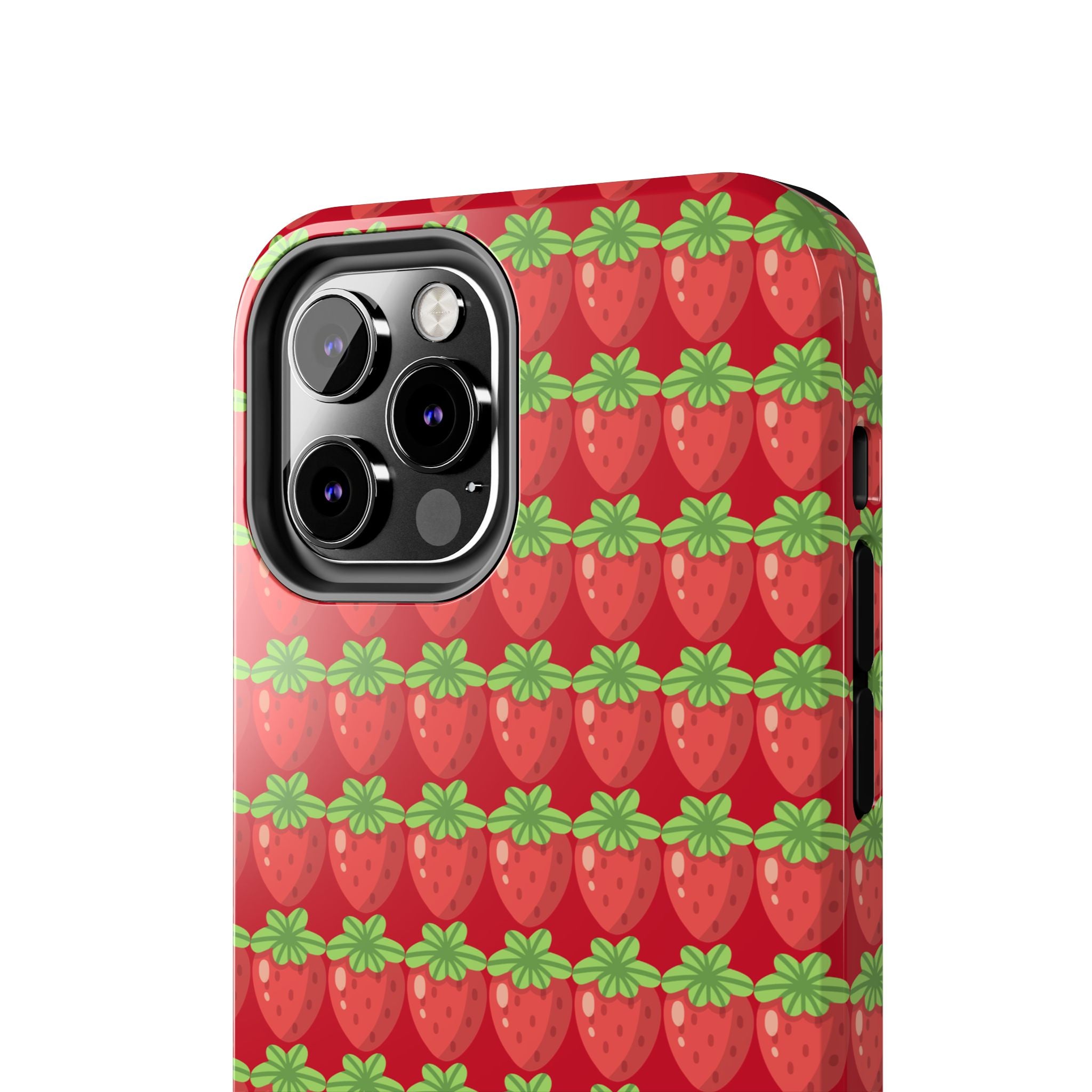 Strawberry Pattern Tough Phone Case — Cute Red Fruit Protective Cover