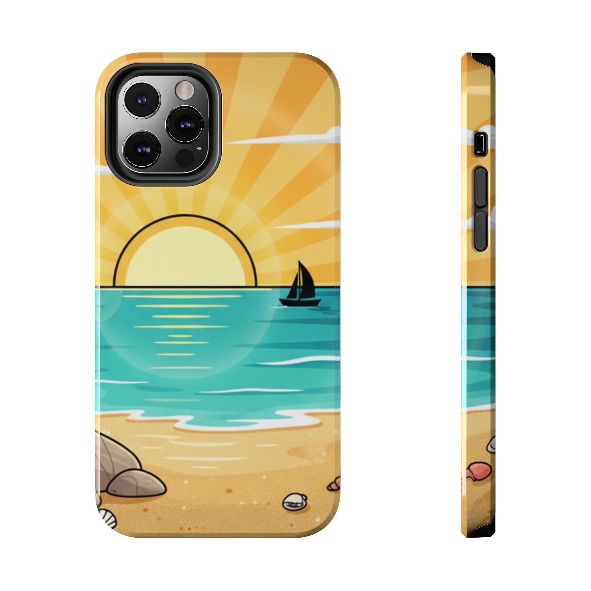 Tough Phone Case — Sunset Beach Sailboat Design