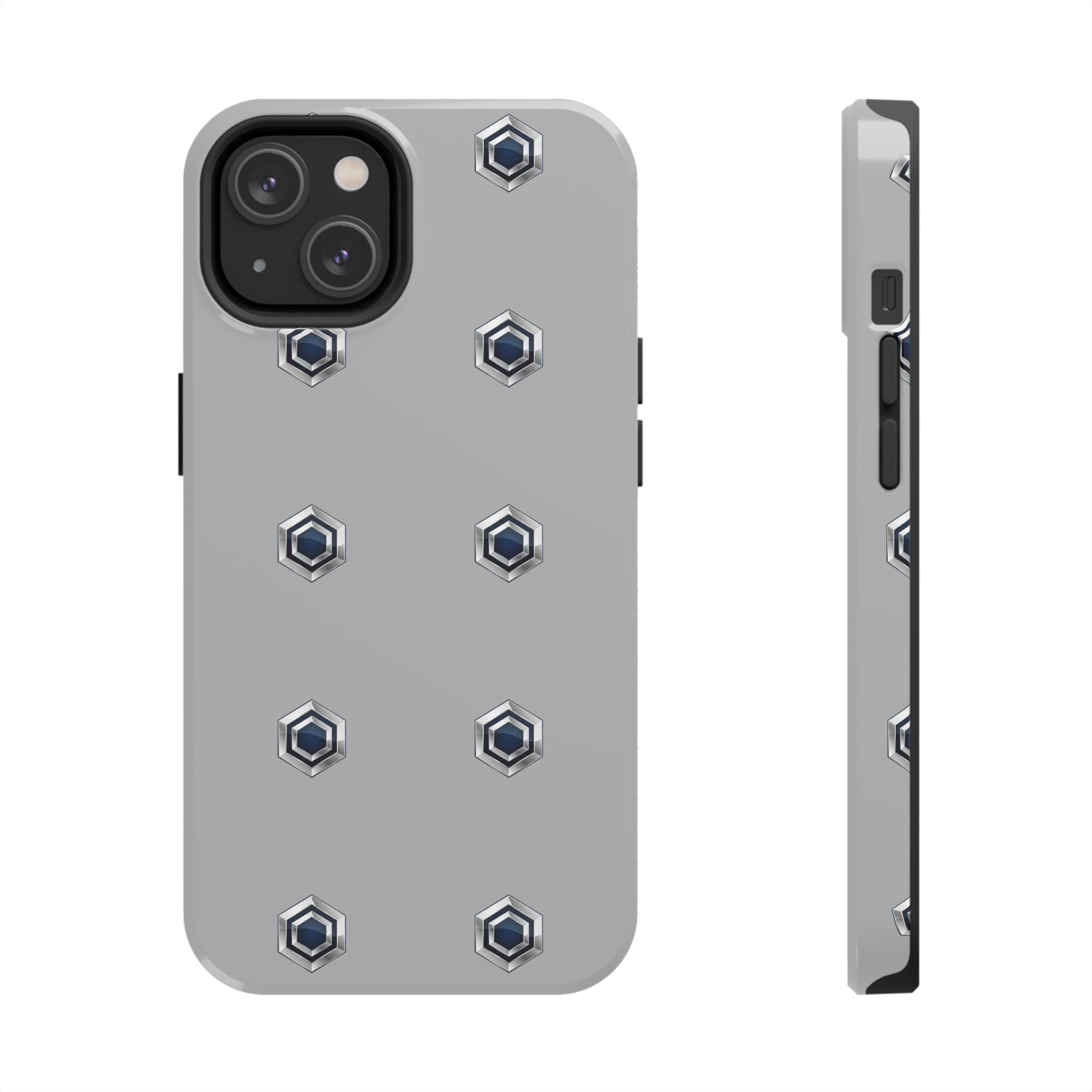 Tough Phone Case — Minimal Hex Rivet Armor (Gray)