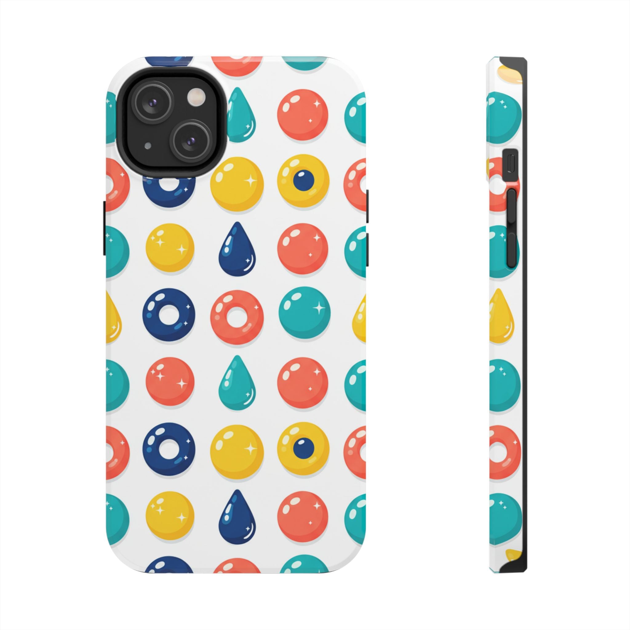 Colorful Candy Dot Tough Phone Case — Bright Retro Polka Drop Design