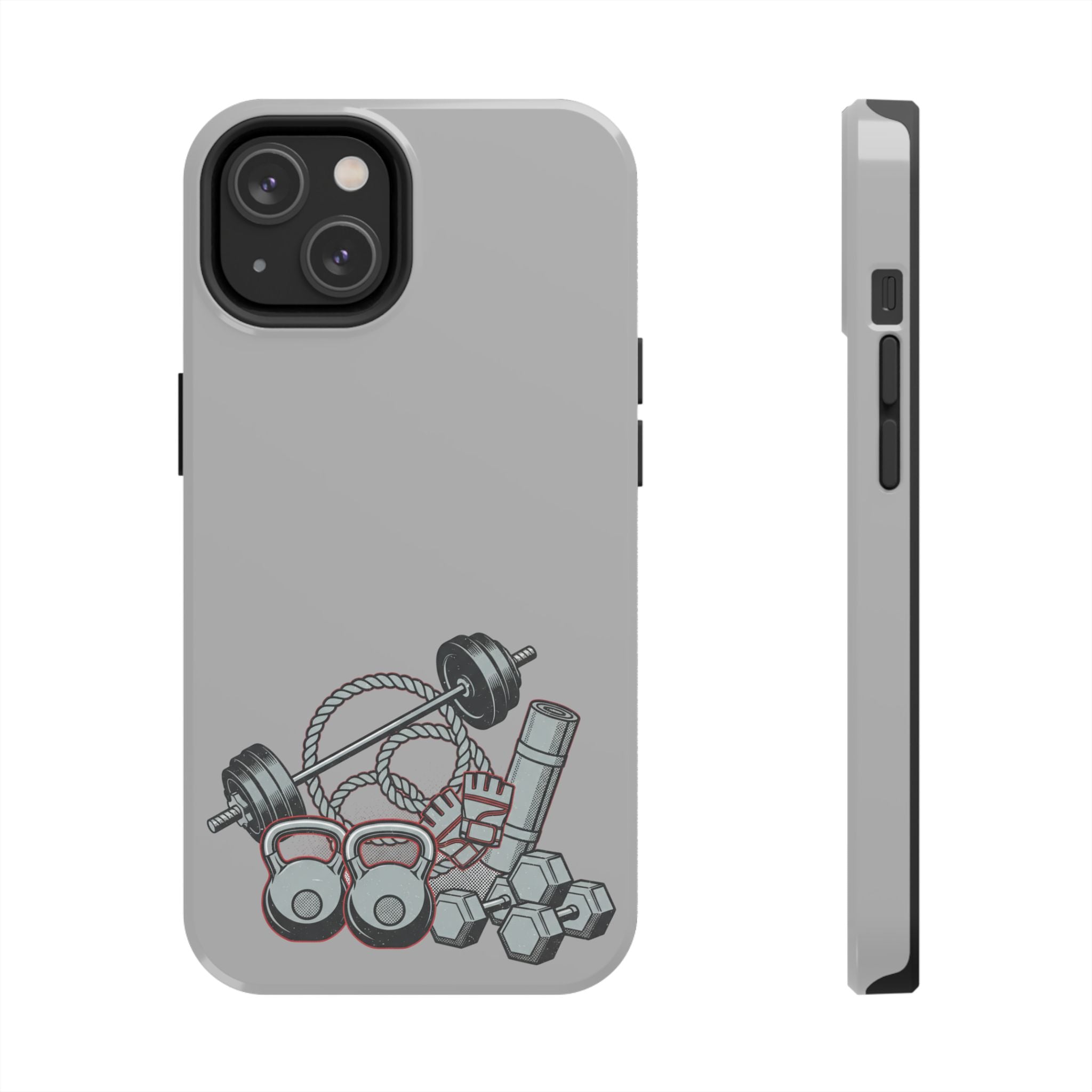 Fitness Gear Tough Phone Case — Dumbbells, Kettlebells & Jump Rope Design