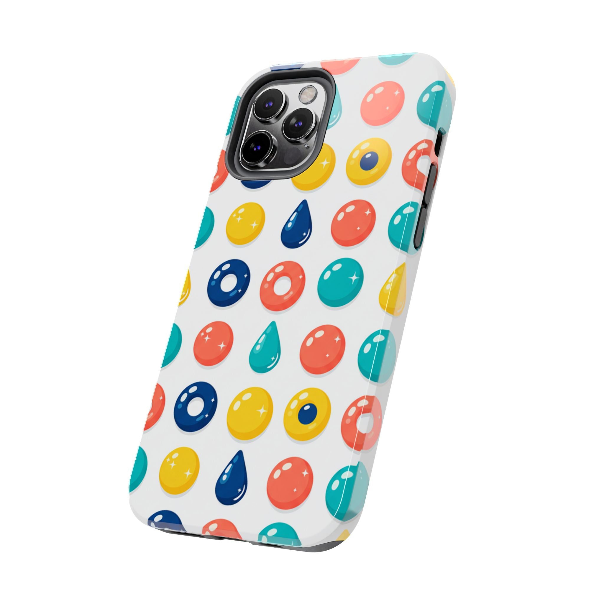 Colorful Candy Dot Tough Phone Case — Bright Retro Polka Drop Design