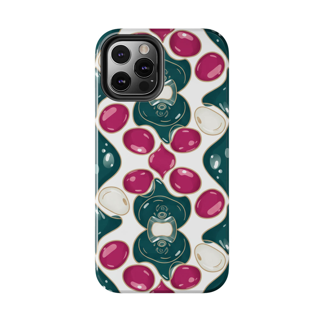 Floral Jewel Pattern Tough Phone Case — Teal & Fuchsia Protective Cover