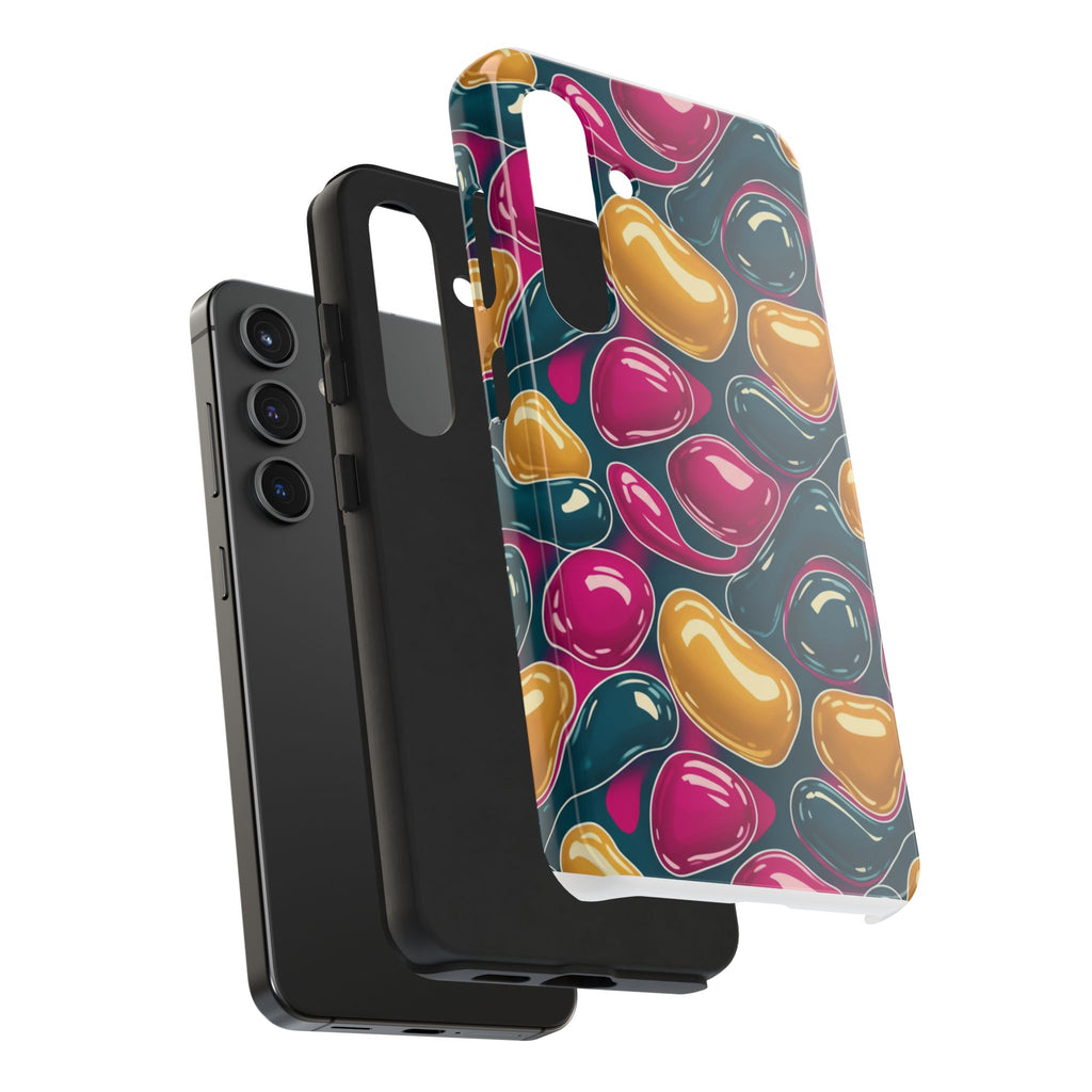 Abstract Colorful Blob Phone Case — Bold Teal, Magenta & Gold Protective Cover