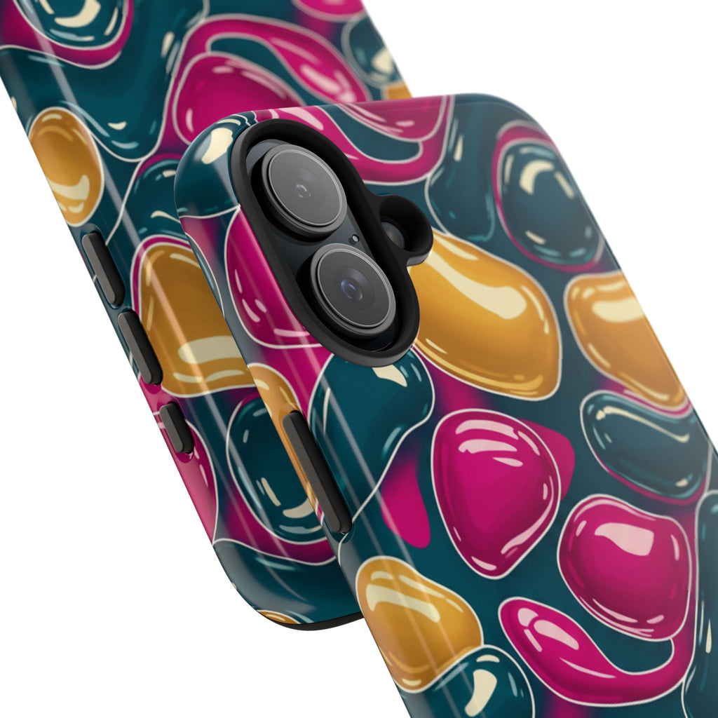 Abstract Colorful Blob Phone Case — Bold Teal, Magenta & Gold Protective Cover