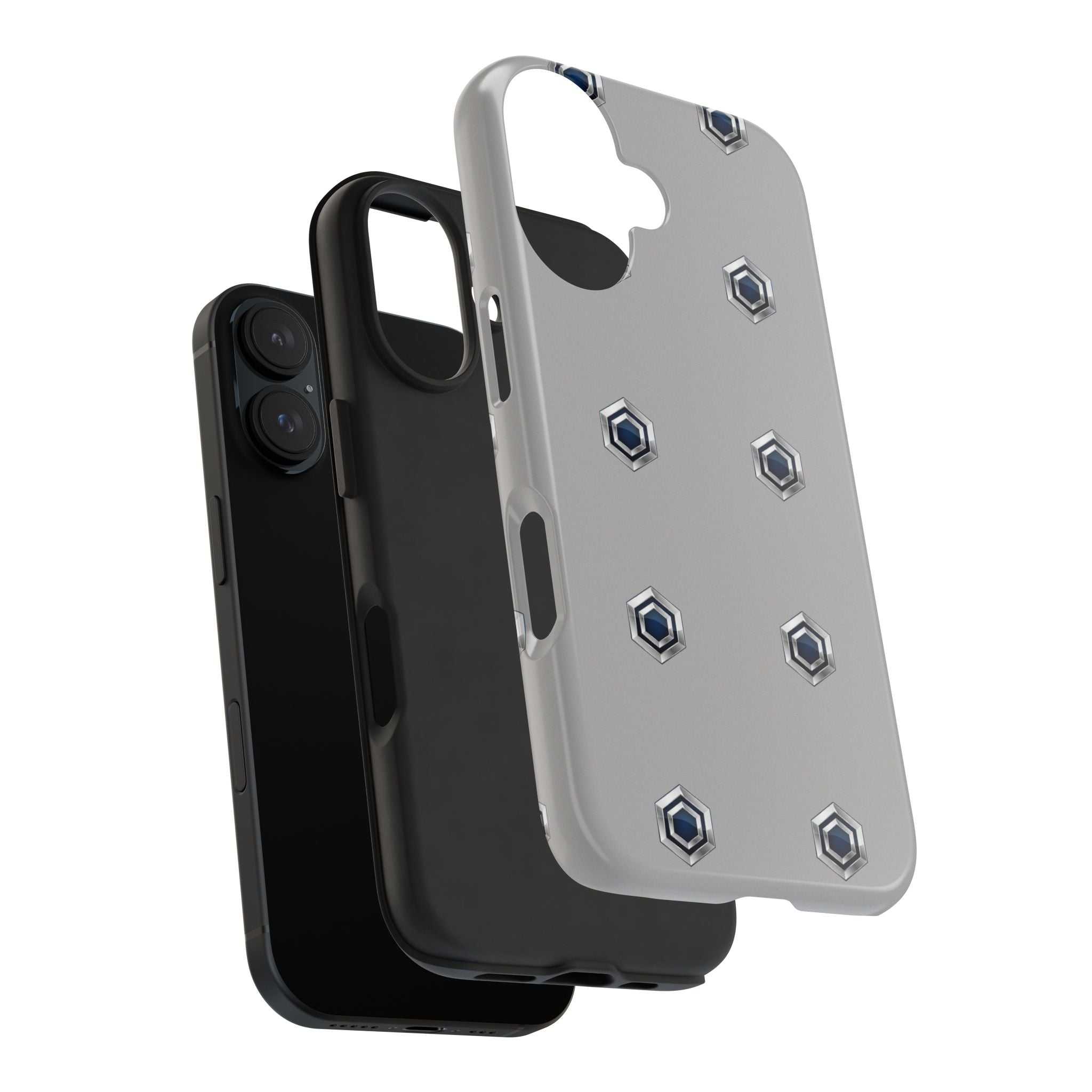 Tough Phone Case — Minimal Hex Rivet Armor (Gray)