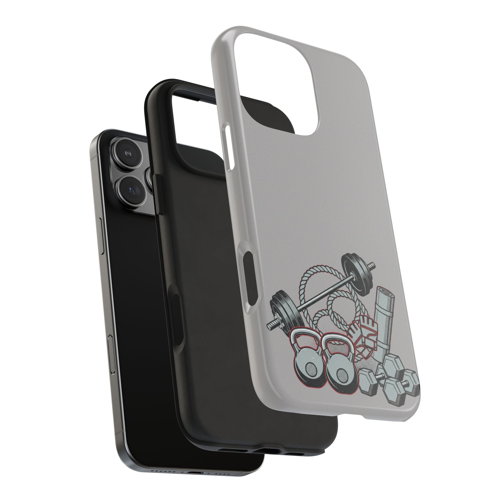 Fitness Gear Tough Phone Case — Dumbbells, Kettlebells & Jump Rope Design