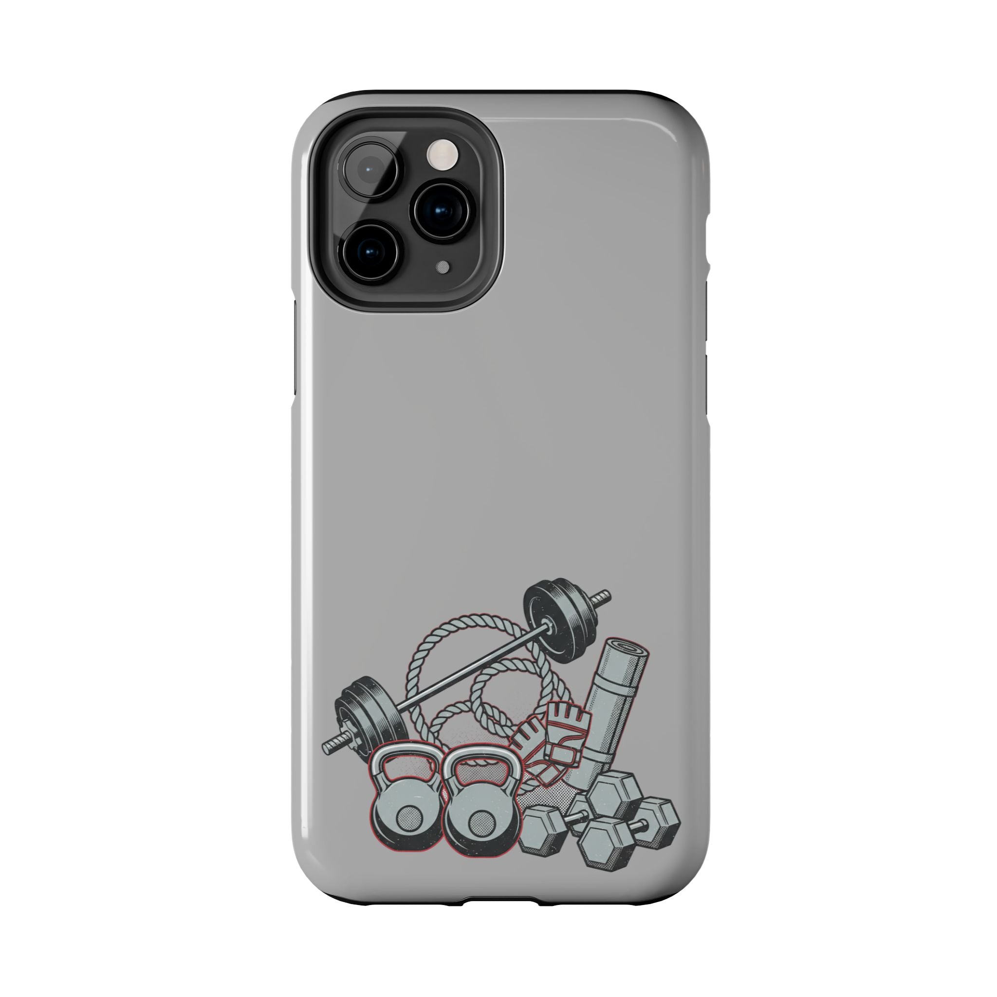 Fitness Gear Tough Phone Case — Dumbbells, Kettlebells & Jump Rope Design