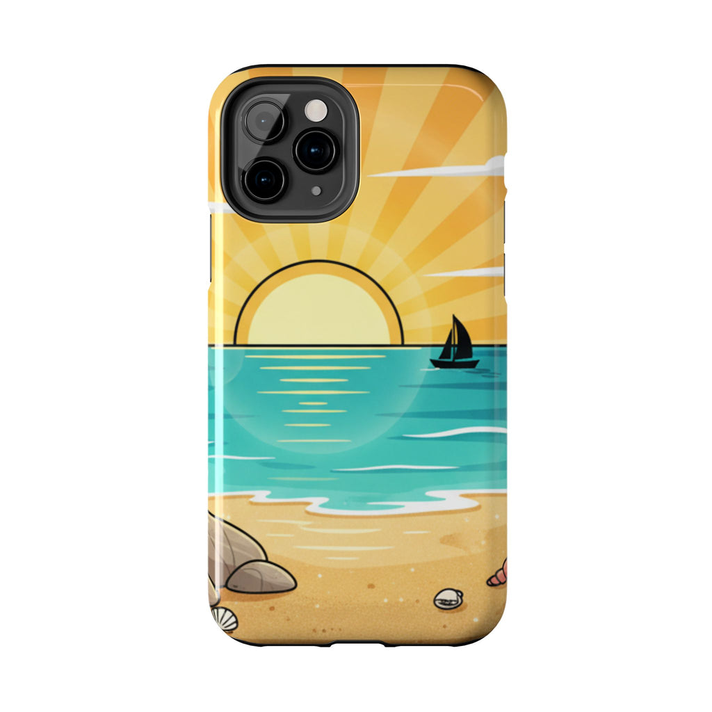 Tough Phone Case — Sunset Beach Sailboat Design
