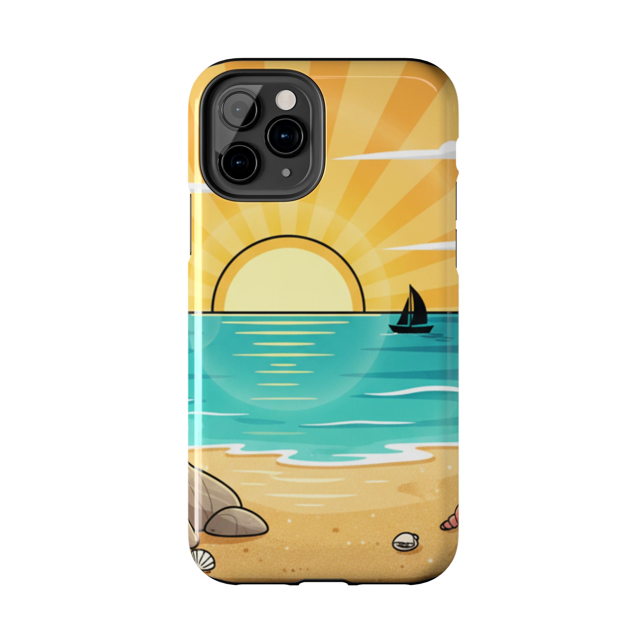 Tough Phone Case — Sunset Beach Sailboat Design