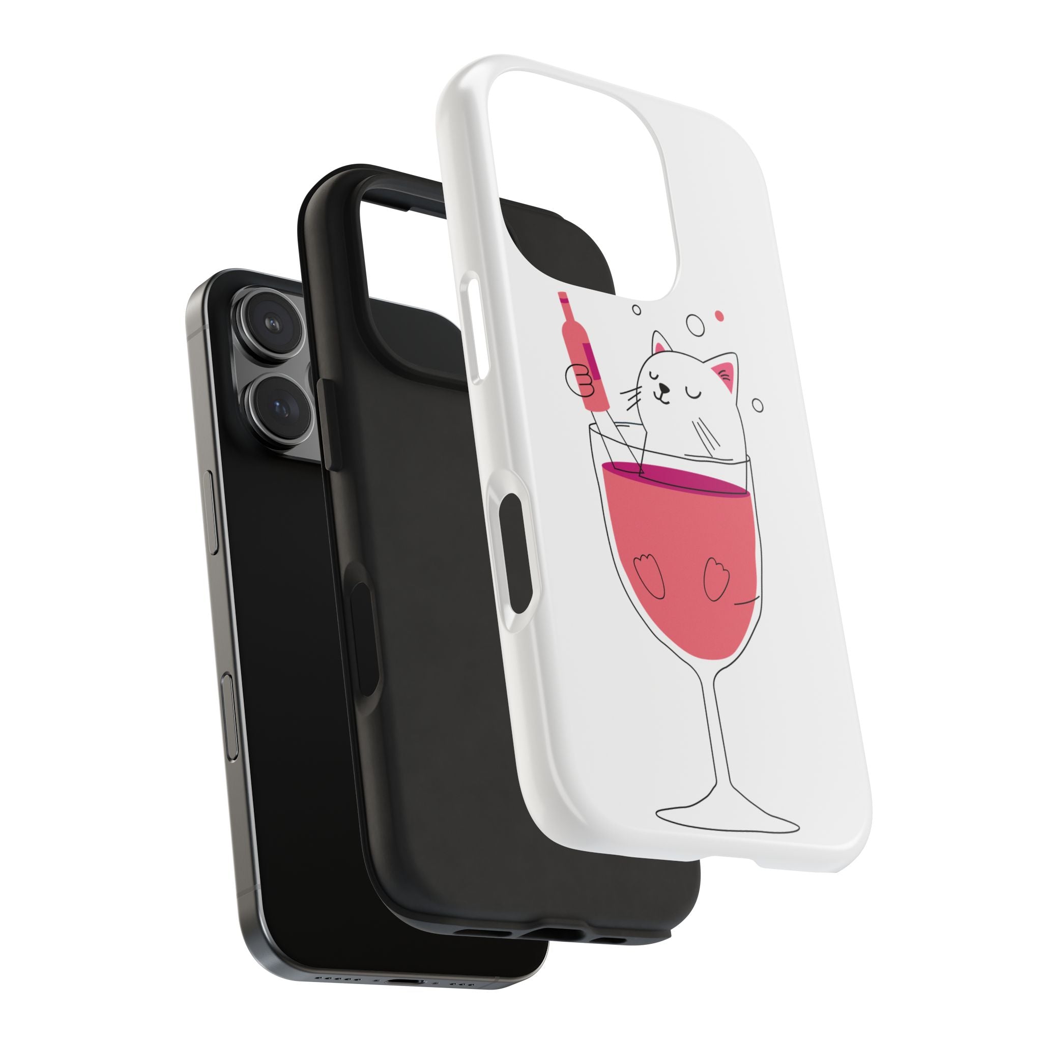 Cat Wine Phone Case — Cute Cat in Wine Glass Protective Case