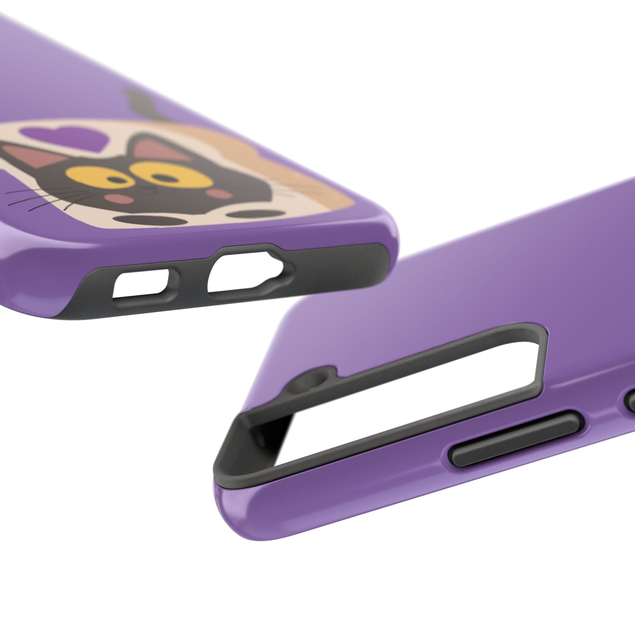Purple Cute Cat-in-Bread Tough Phone Case — Cute Cat Heart Design