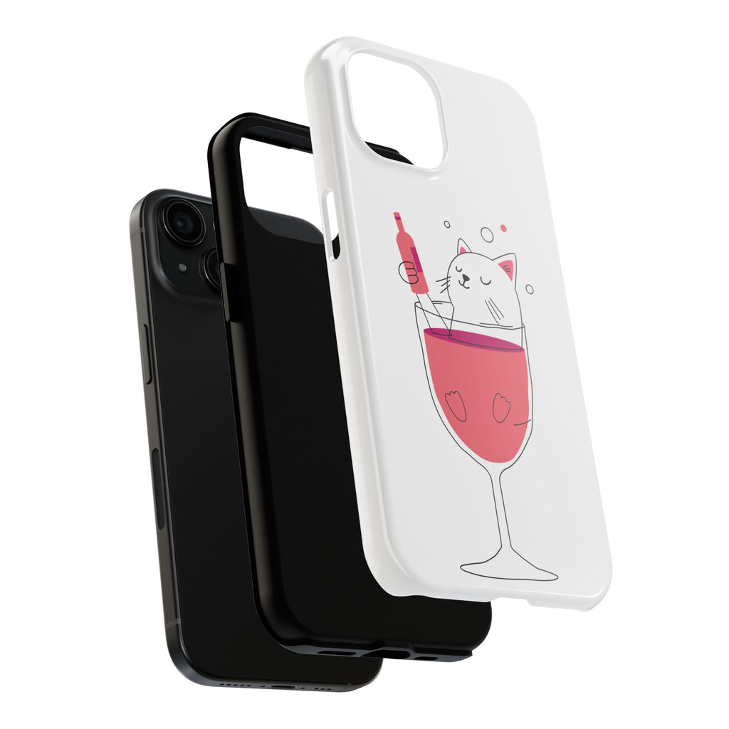 Cat Wine Phone Case — Cute Cat in Wine Glass Protective Case