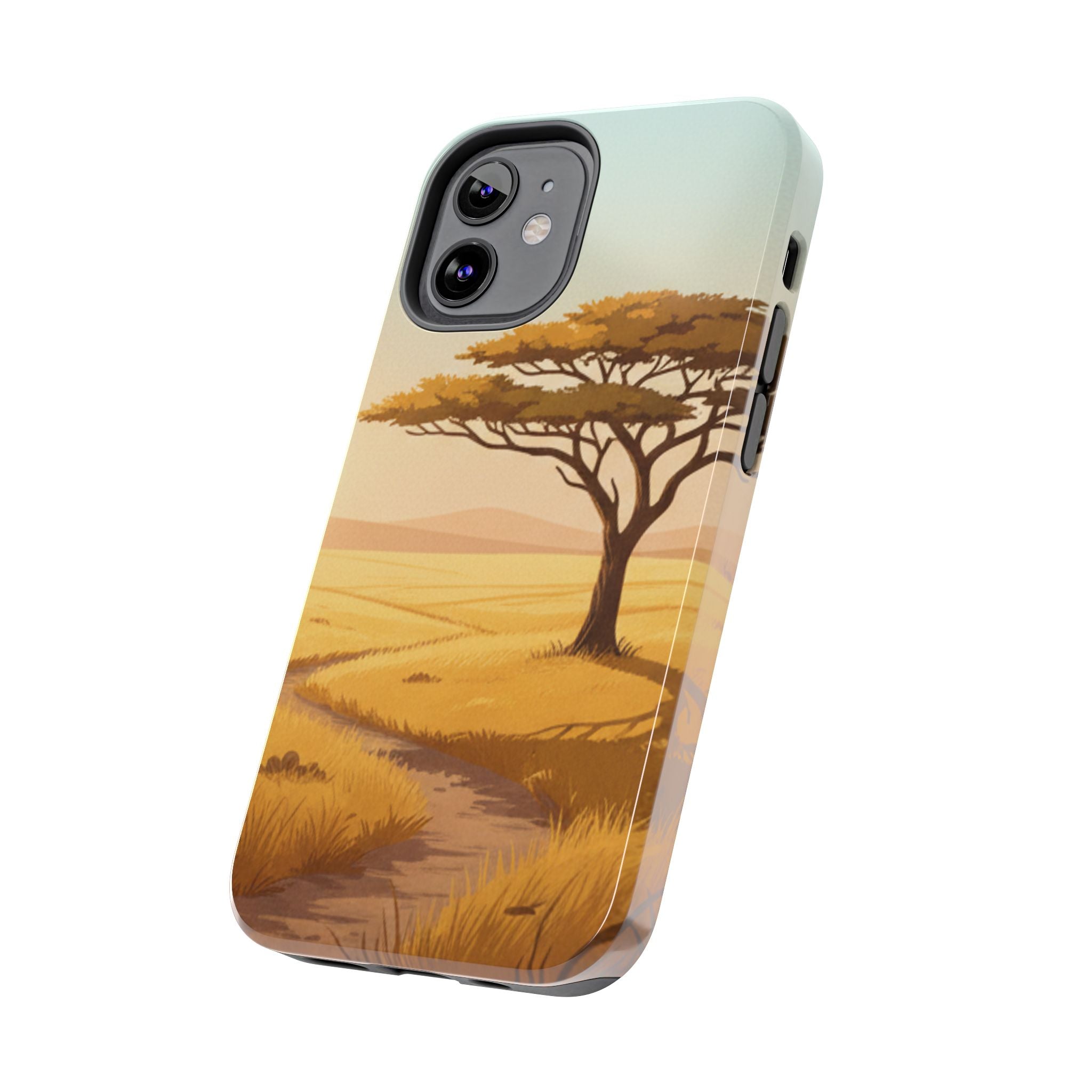 Safari Sunset Tough Phone Case — African Savanna Tree Design
