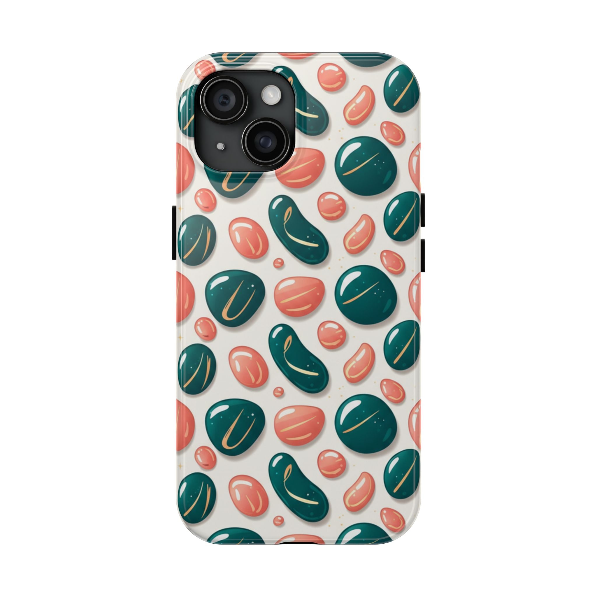 Abstract Pebble Pattern Tough Phone Case — Coral & Teal Protective Cover