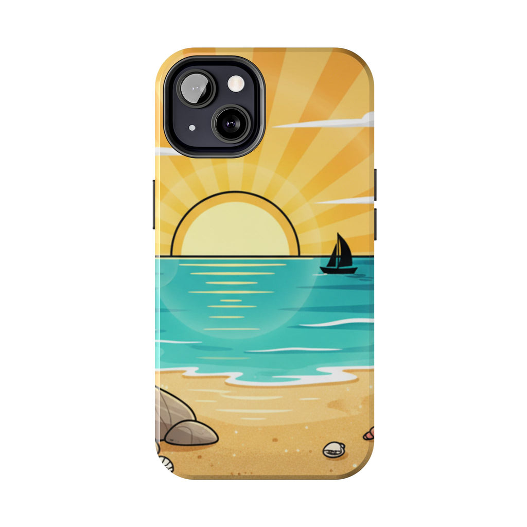 Tough Phone Case — Sunset Beach Sailboat Design