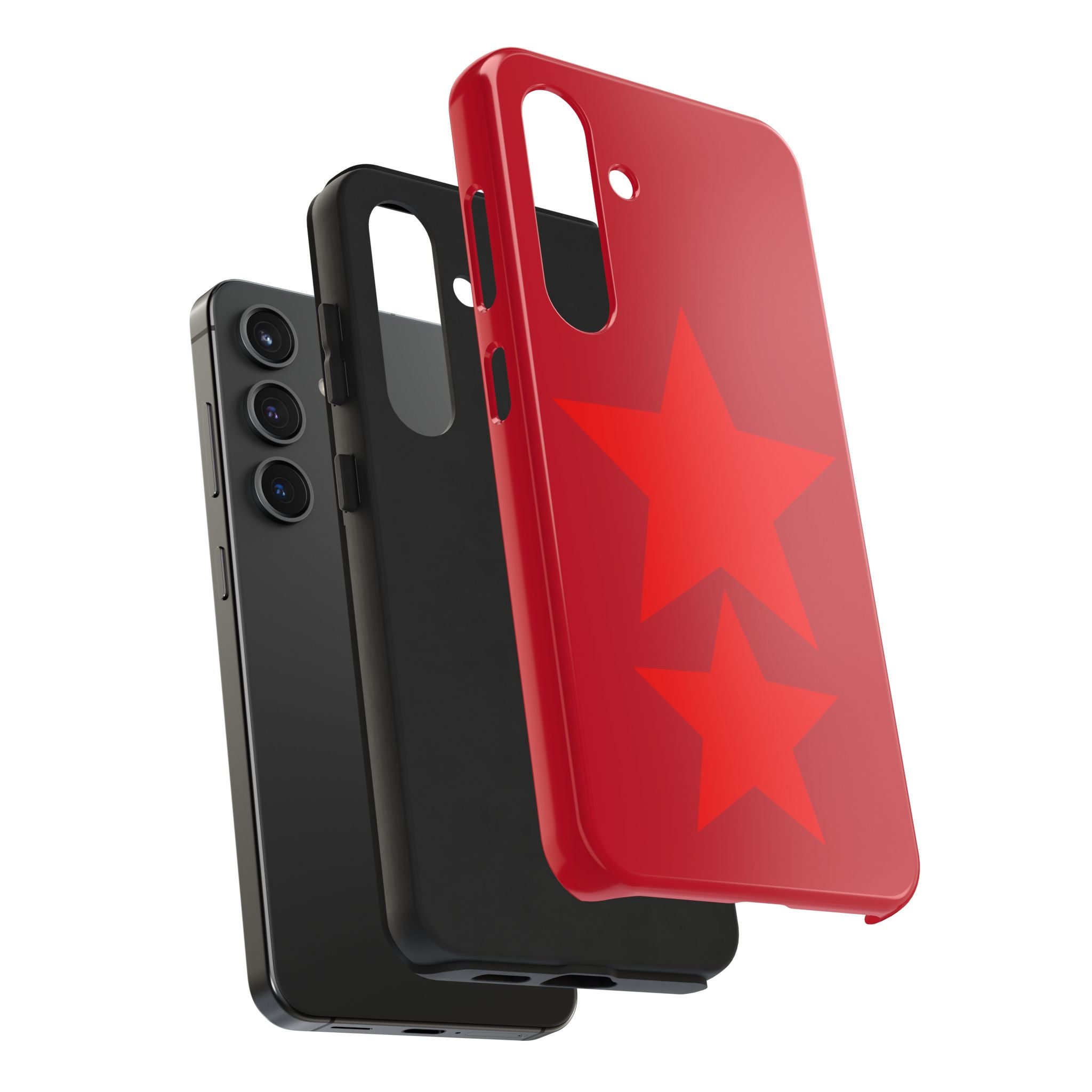 Red Star Tough Phone Case — Dual-Star Protective iPhone Cover