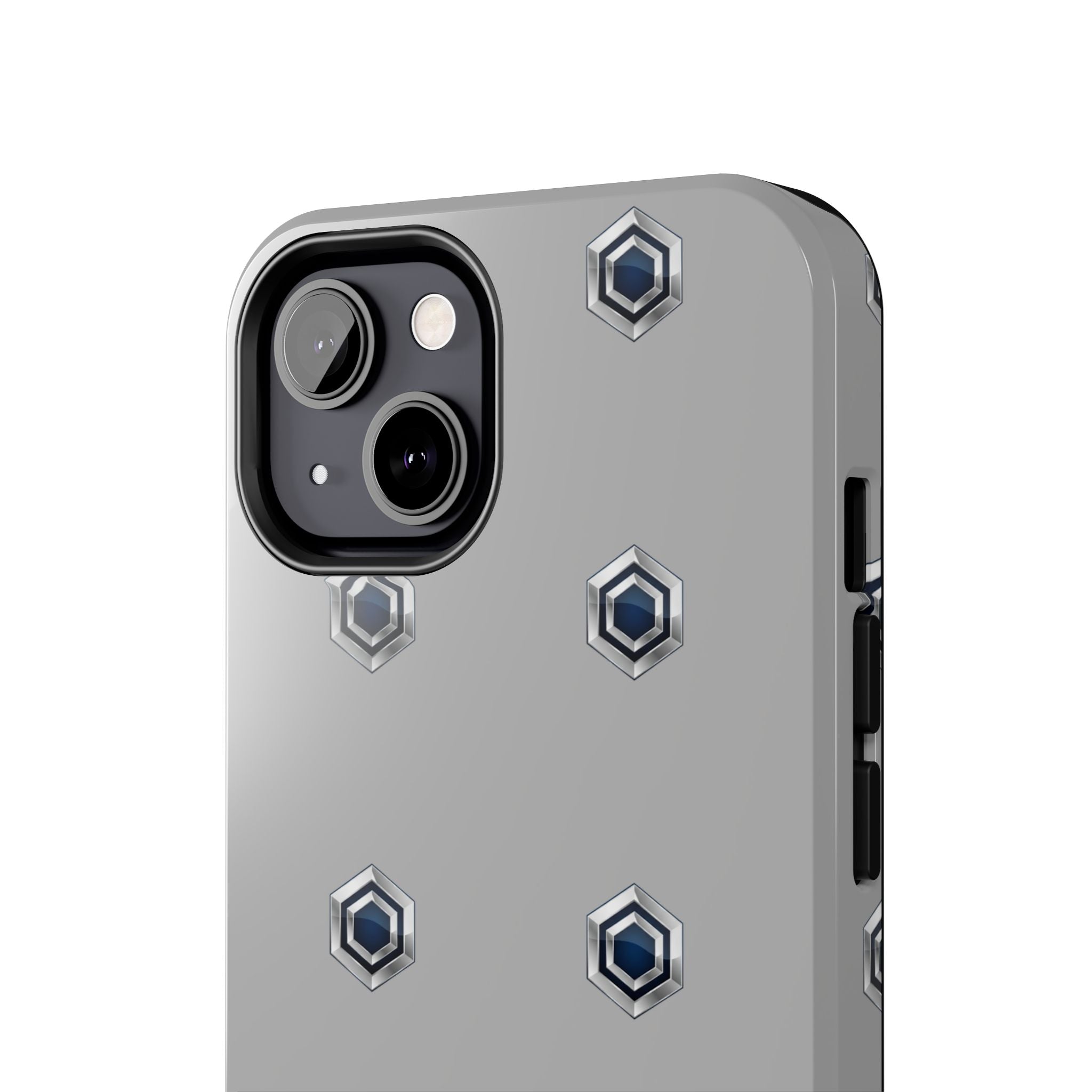 Tough Phone Case — Minimal Hex Rivet Armor (Gray)