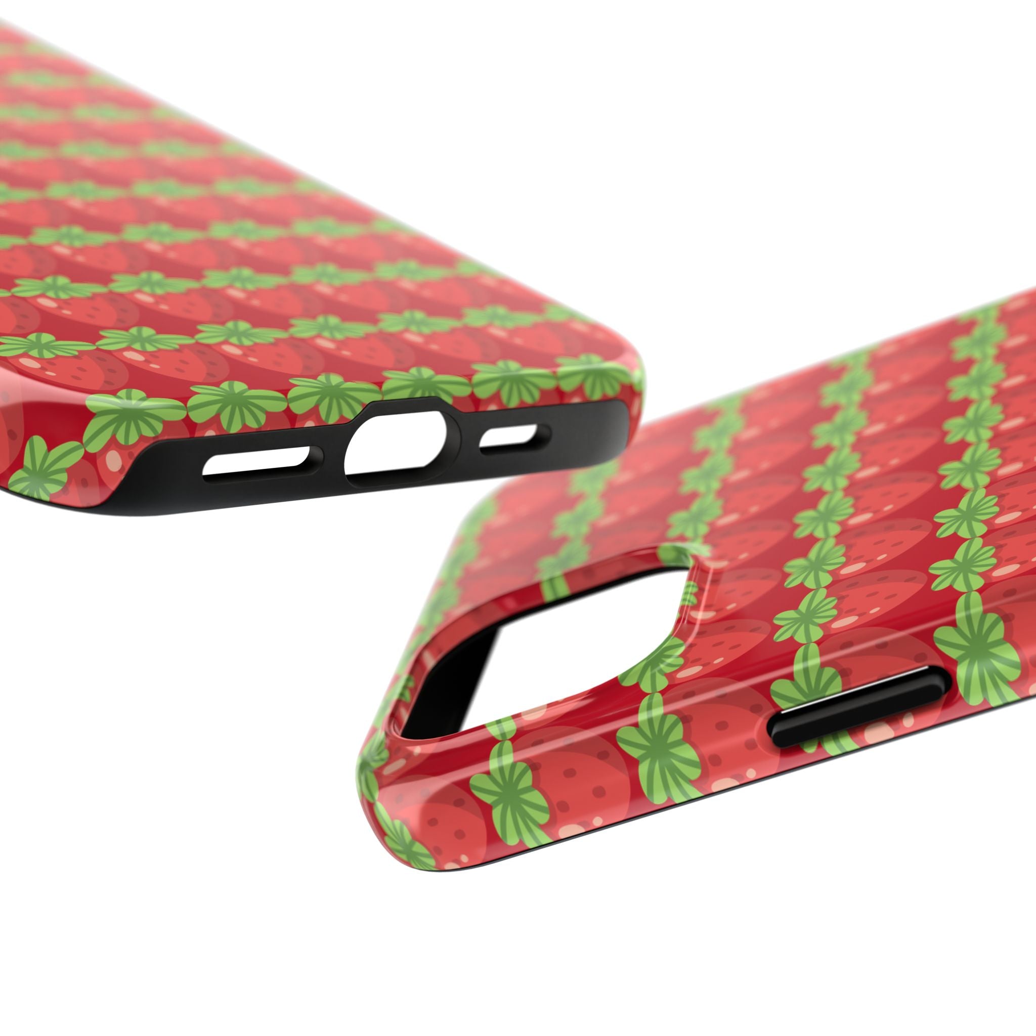 Strawberry Pattern Tough Phone Case — Cute Red Fruit Protective Cover