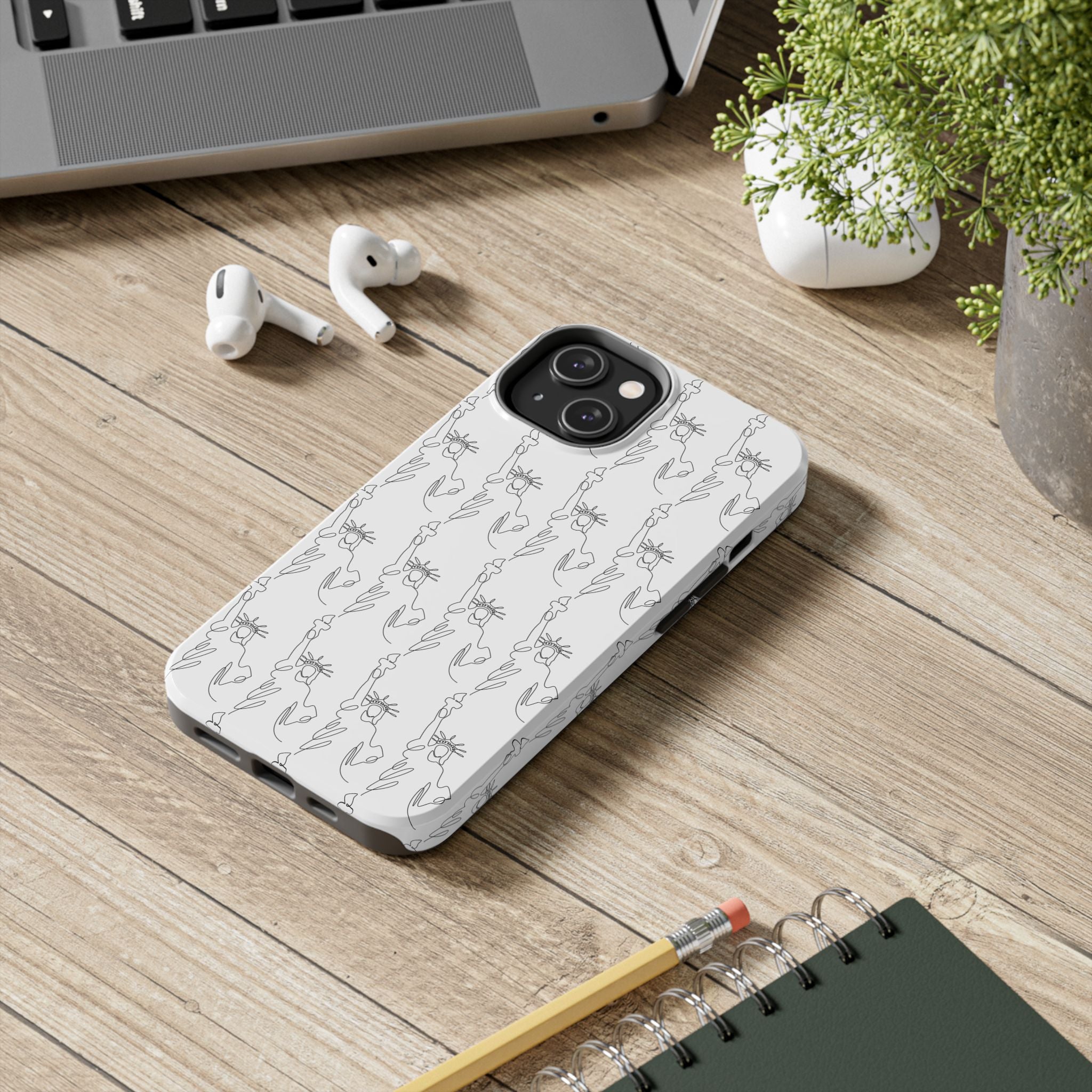 Statue of Liberty Sketch Tough Phone Case — Minimal Patriotic iPhone Cover