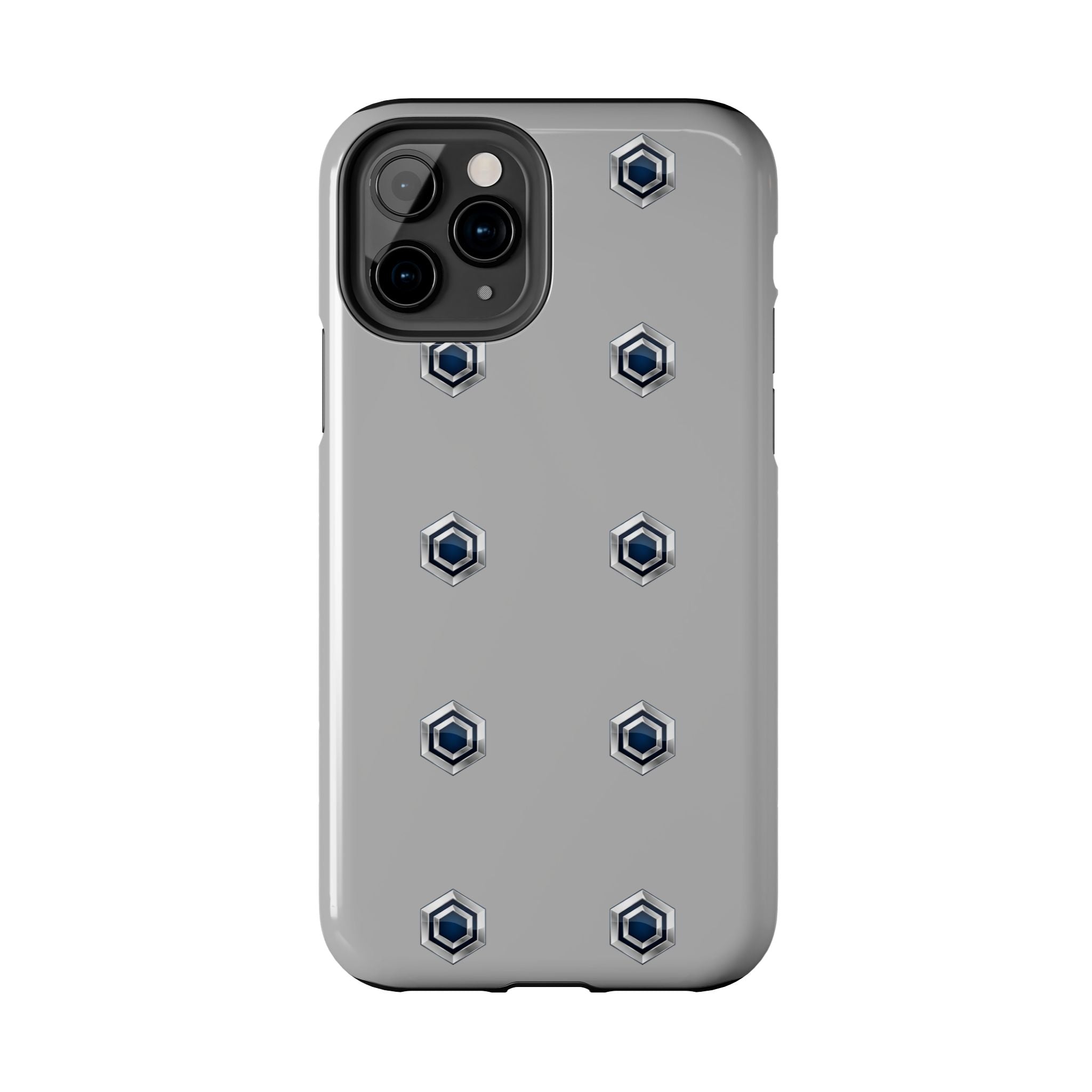 Tough Phone Case — Minimal Hex Rivet Armor (Gray)
