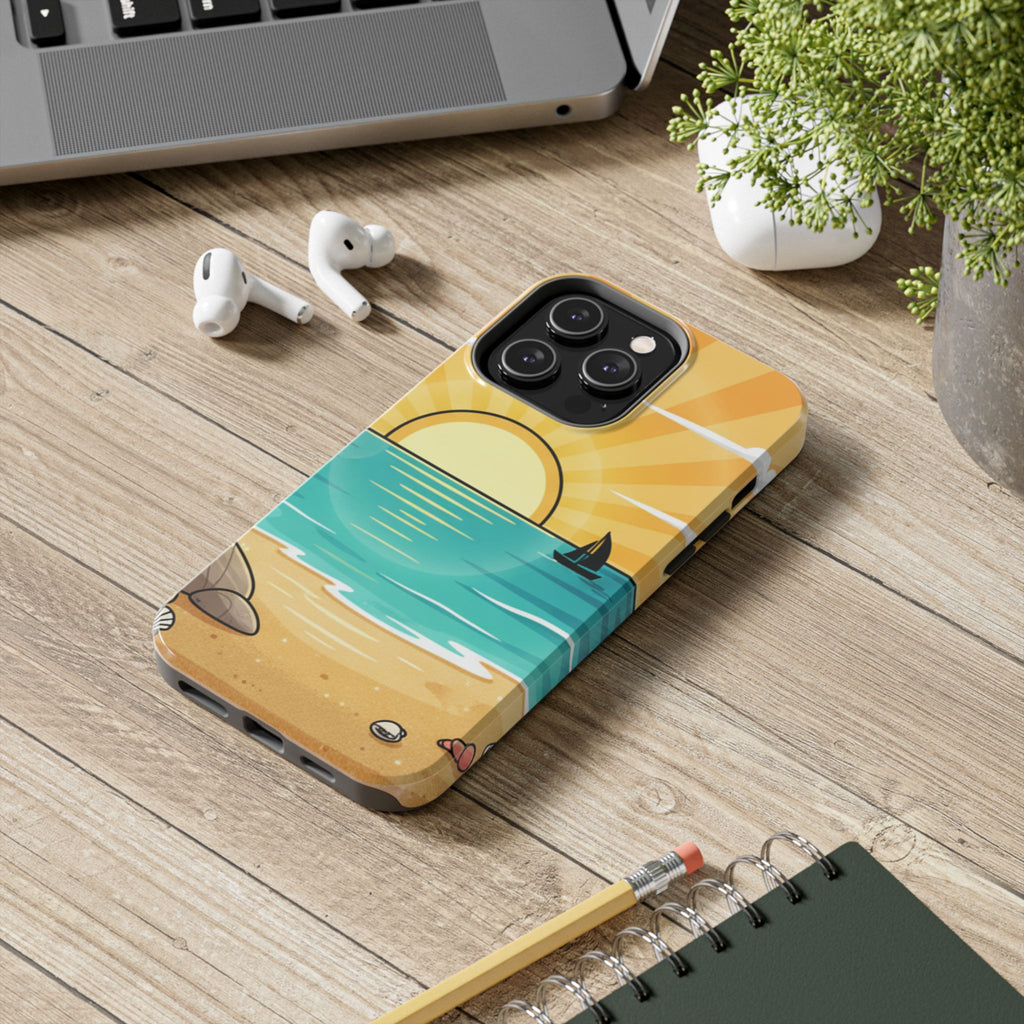 Tough Phone Case — Sunset Beach Sailboat Design