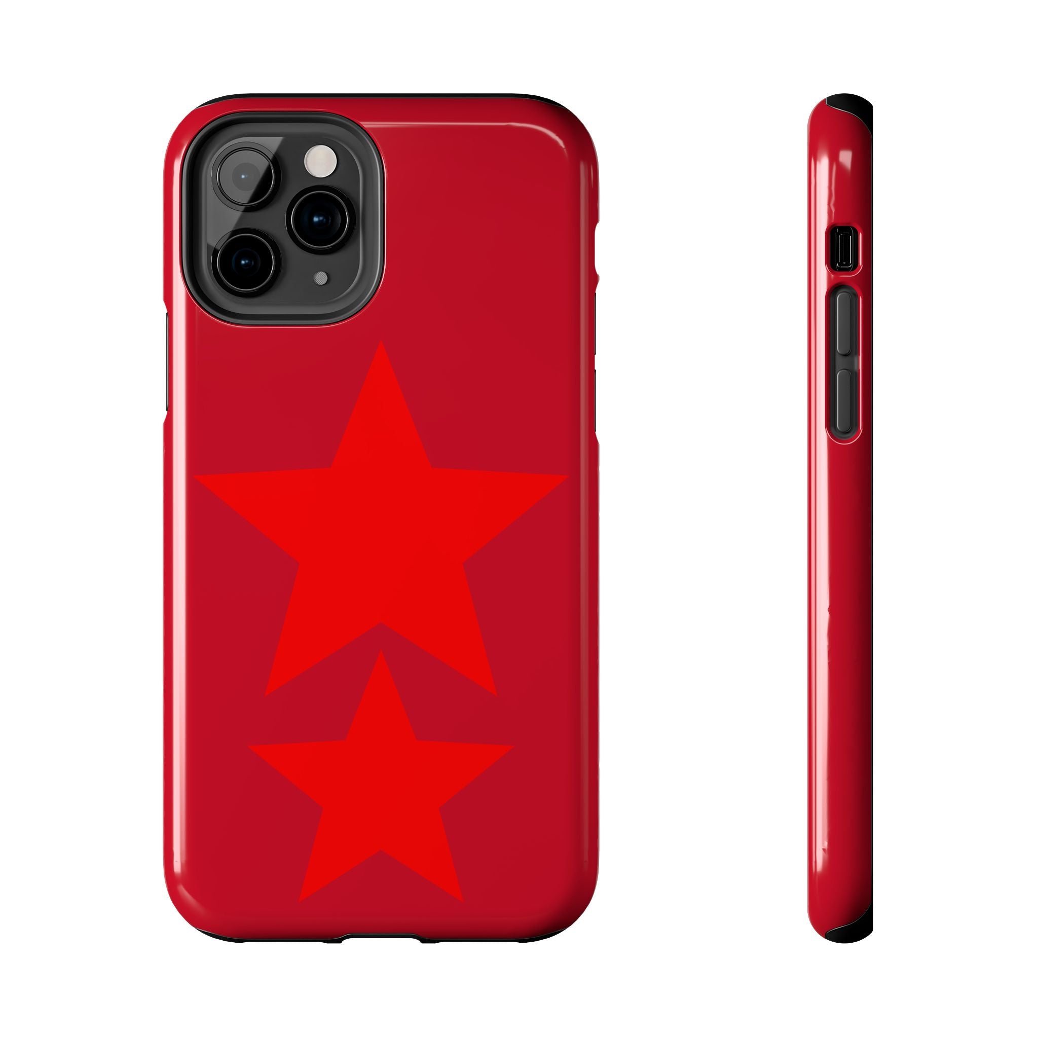Red Star Tough Phone Case — Dual-Star Protective iPhone Cover