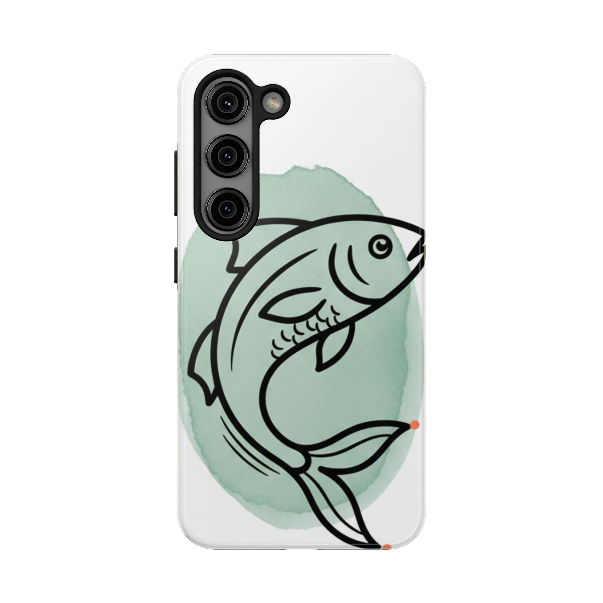 Fish Silhouette Tough Phone Case — Minimalist Aqua Watercolor Design