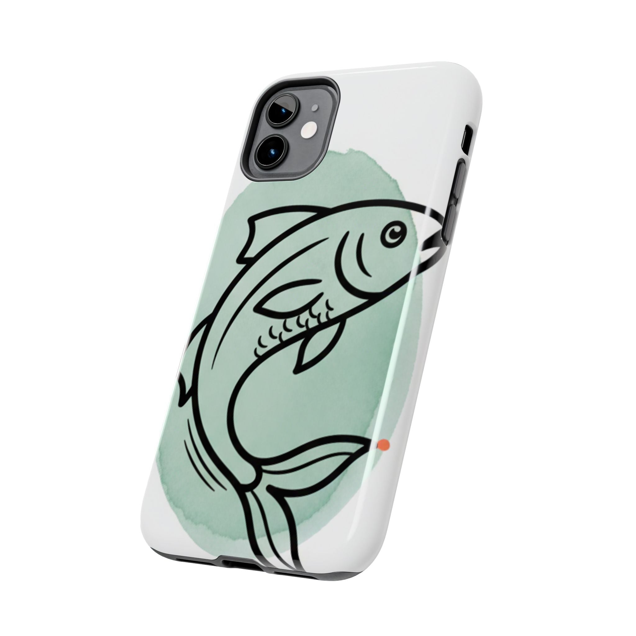 Fish Silhouette Tough Phone Case — Minimalist Aqua Watercolor Design