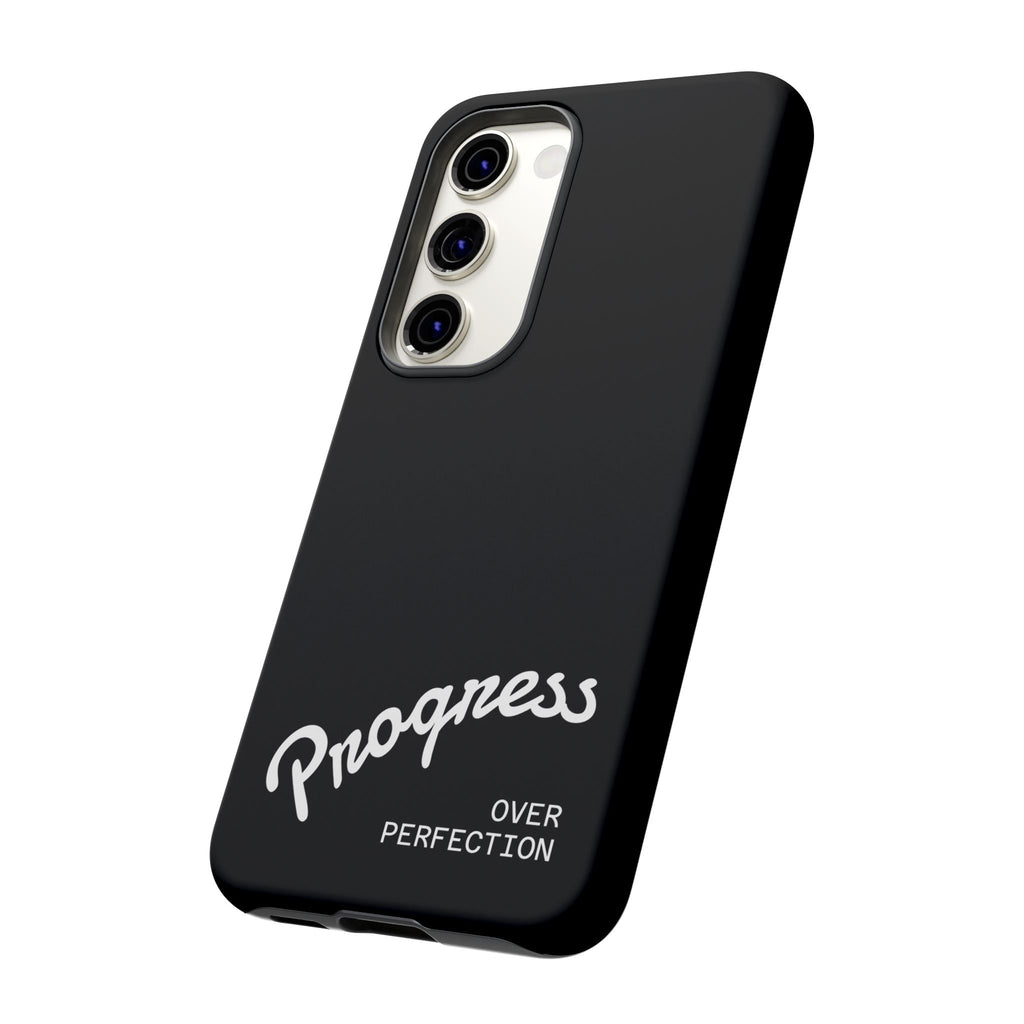 Phone Case - "Progress Over Perfection" Glossy Black Protective Cover