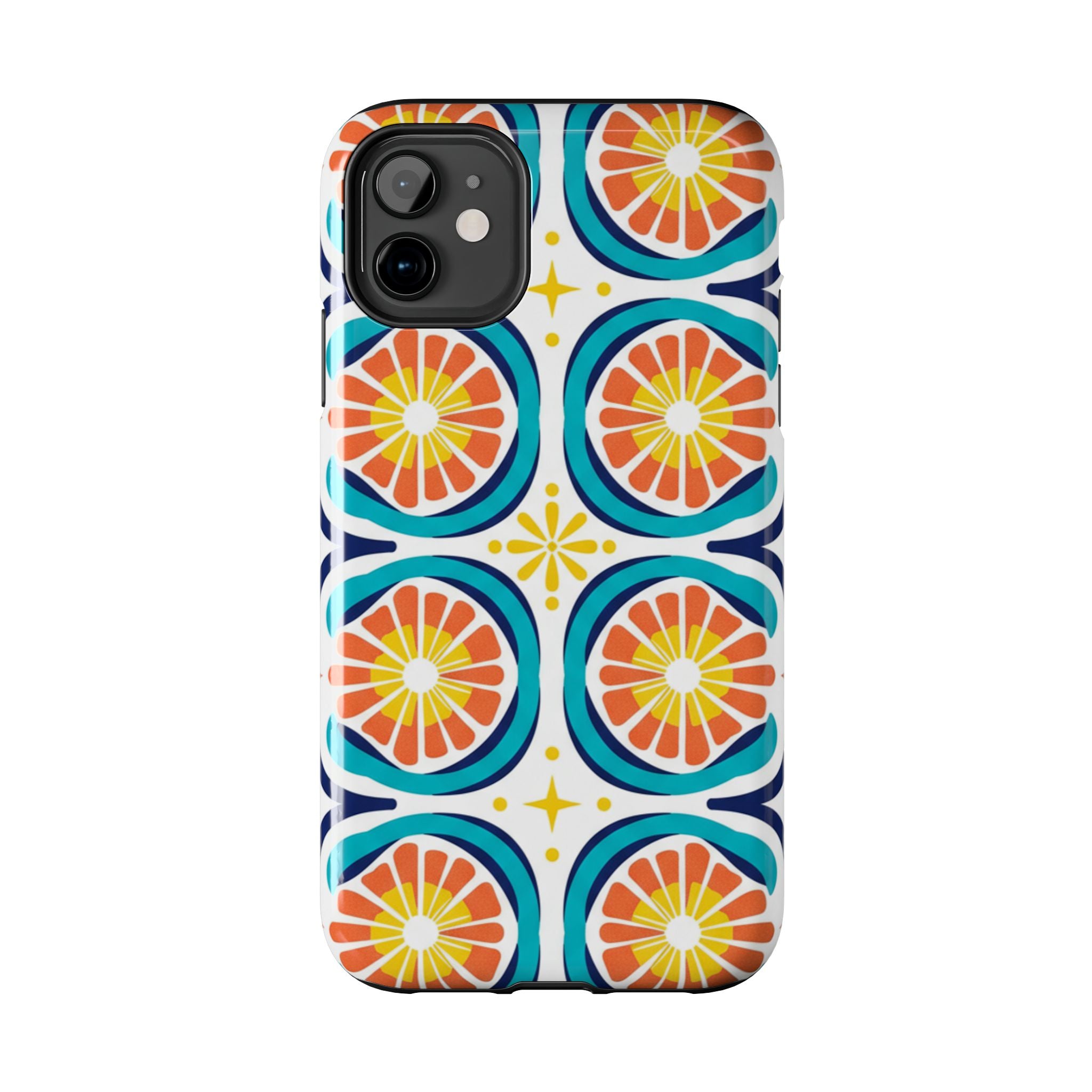 Citrus Tile Tough Phone Case — Colorful Retro Orange Slice Pattern