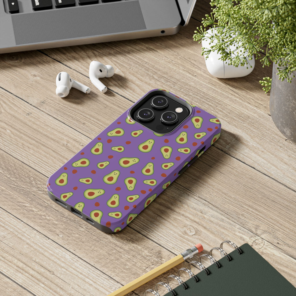 Avocado Pattern Tough Phone Case — Cute Purple Avocado Phone Cover