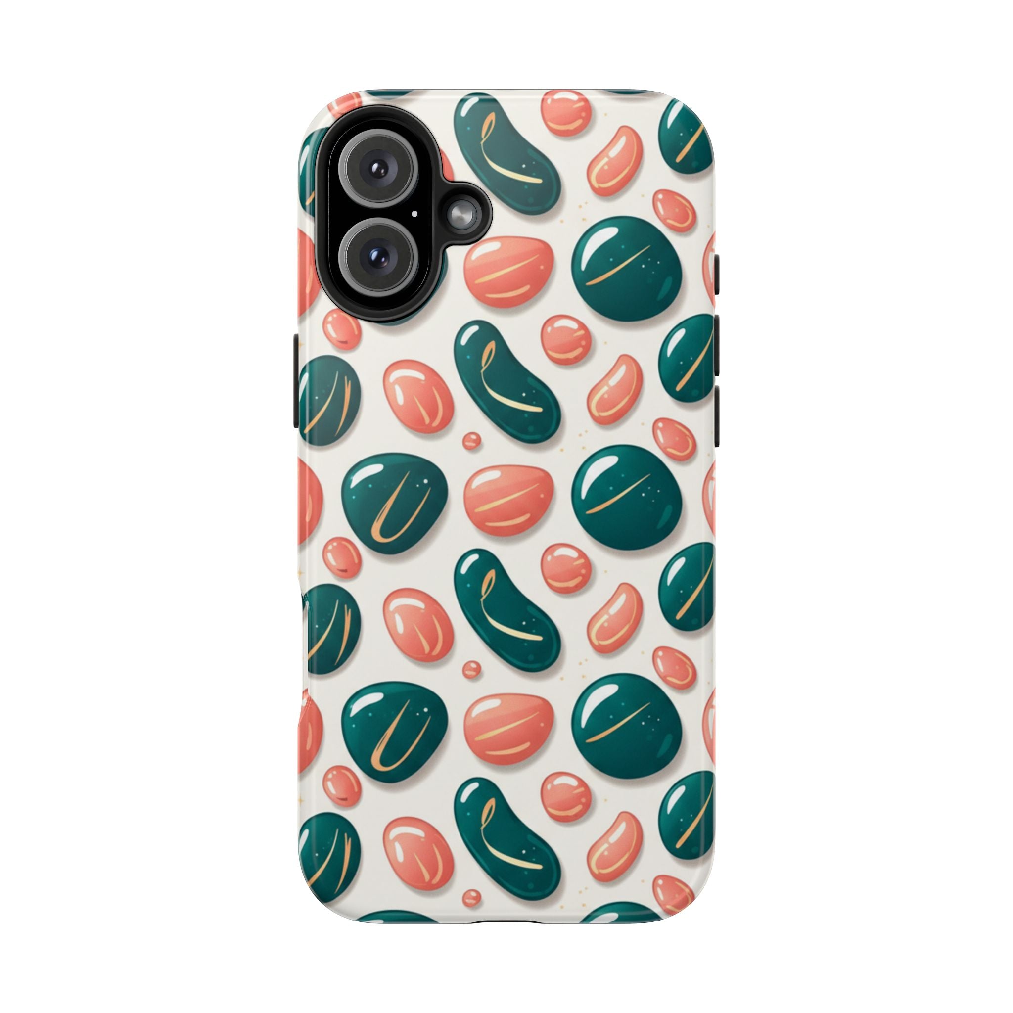 Abstract Pebble Pattern Tough Phone Case — Coral & Teal Protective Cover