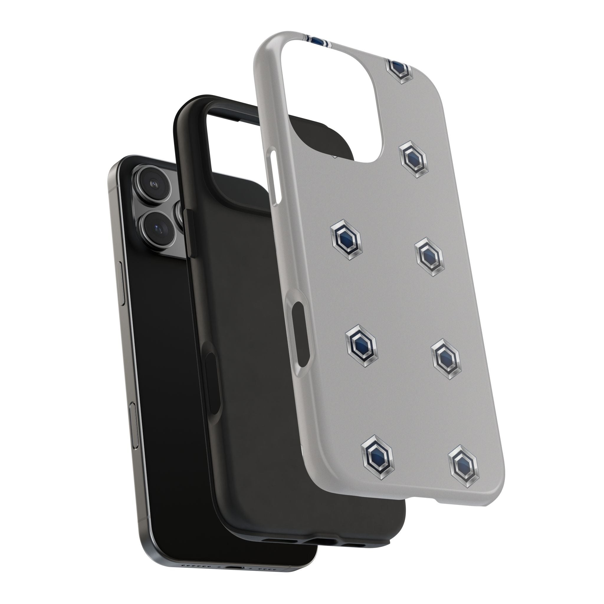 Tough Phone Case — Minimal Hex Rivet Armor (Gray)