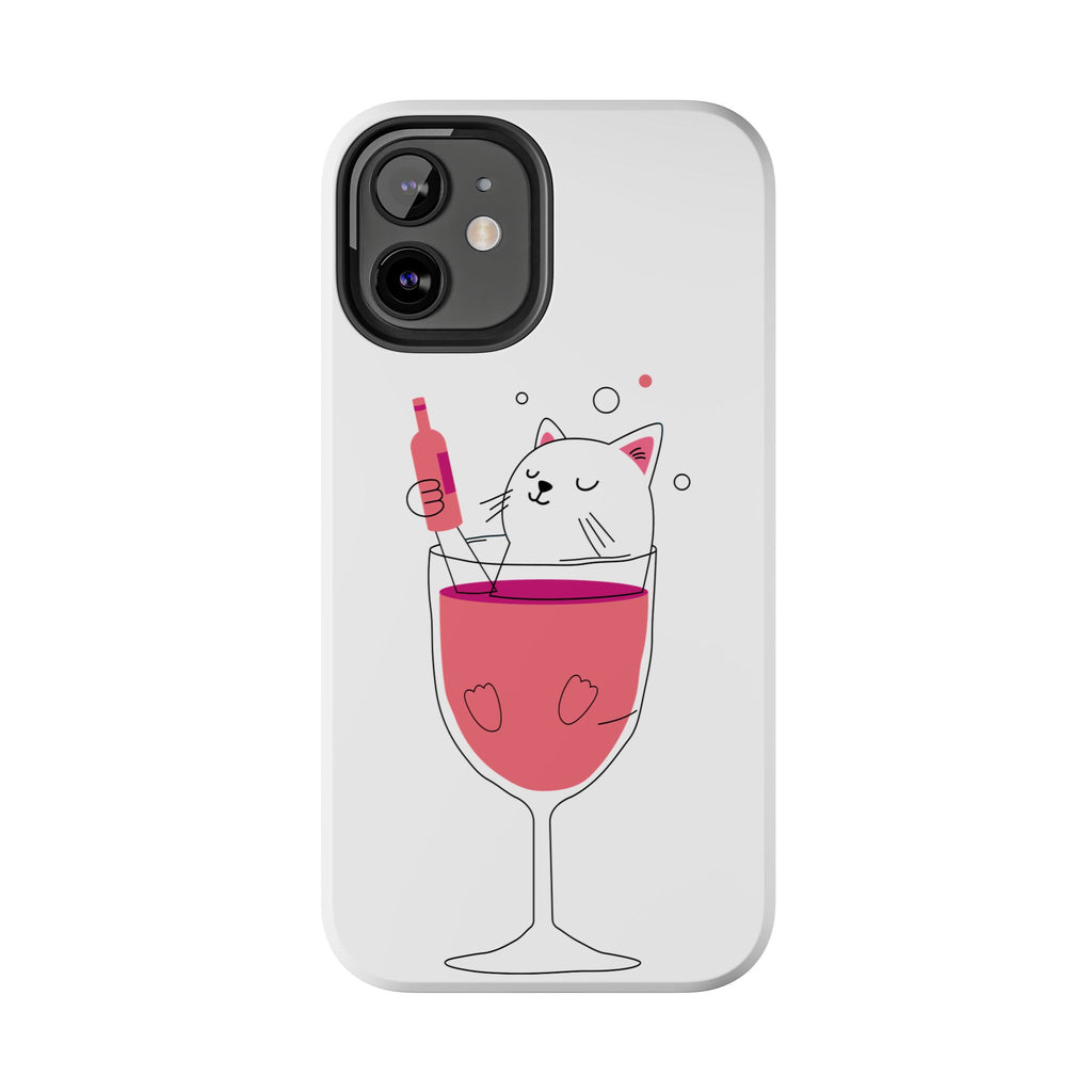 Cat Wine Phone Case — Cute Cat in Wine Glass Protective Case