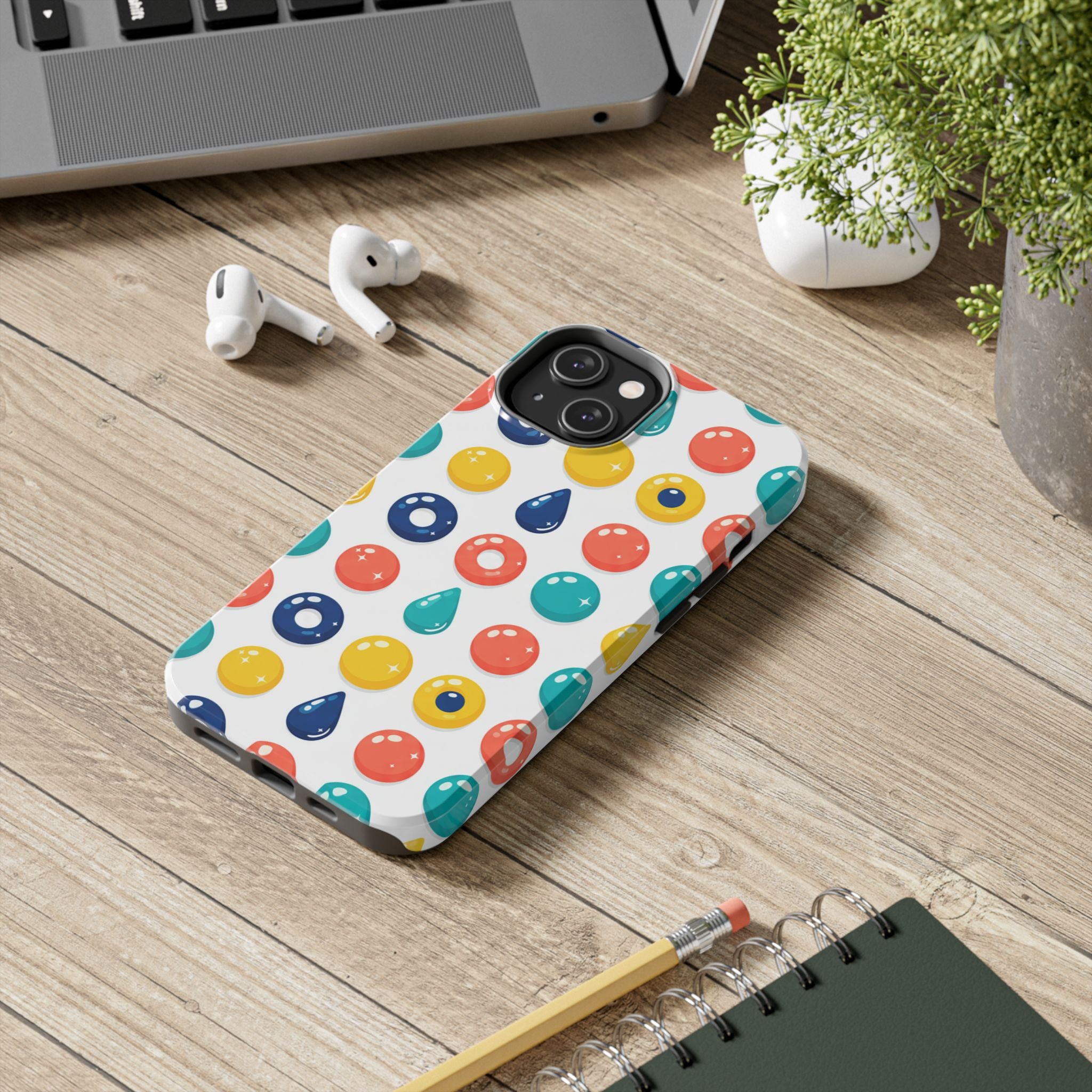 Colorful Candy Dot Tough Phone Case — Bright Retro Polka Drop Design