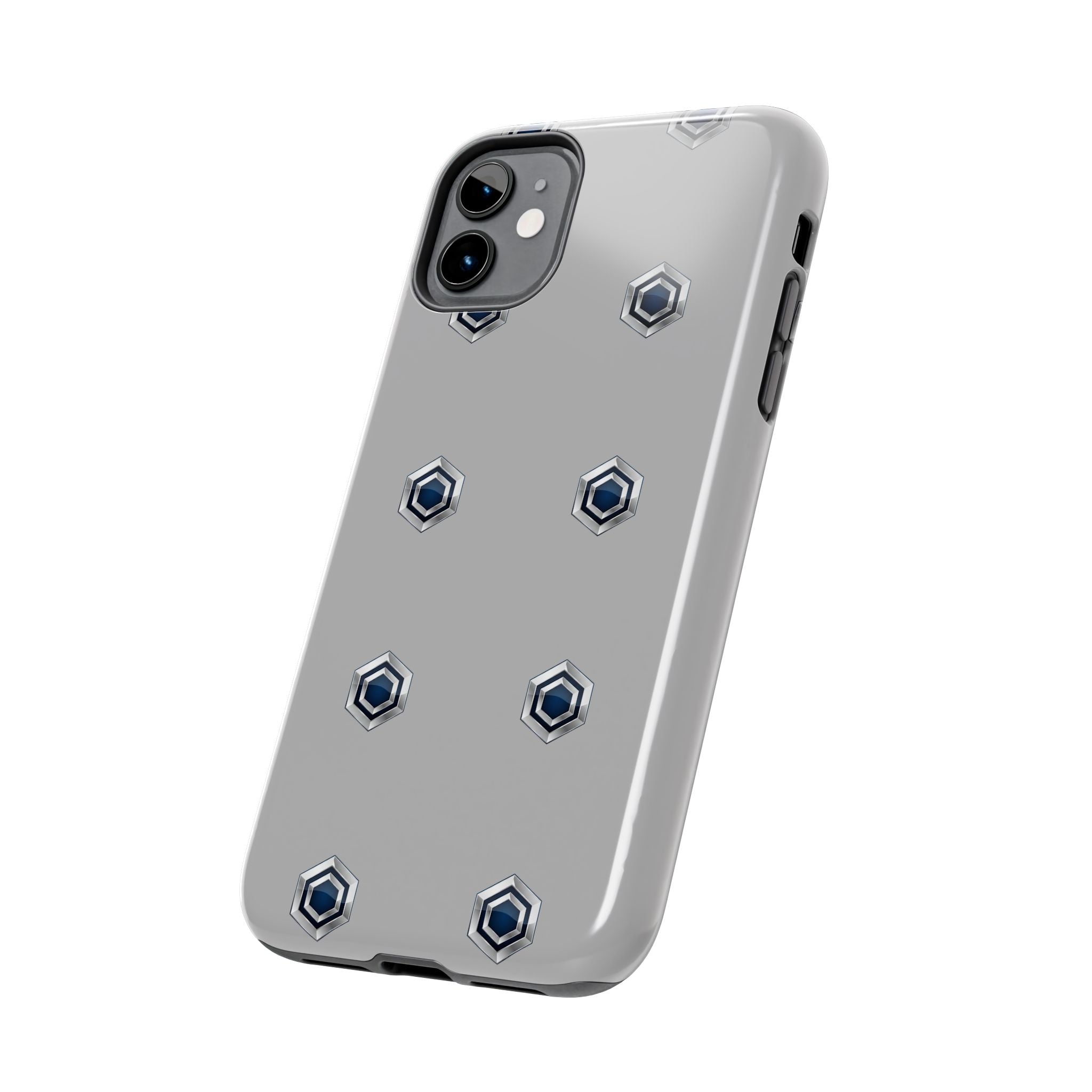Tough Phone Case — Minimal Hex Rivet Armor (Gray)